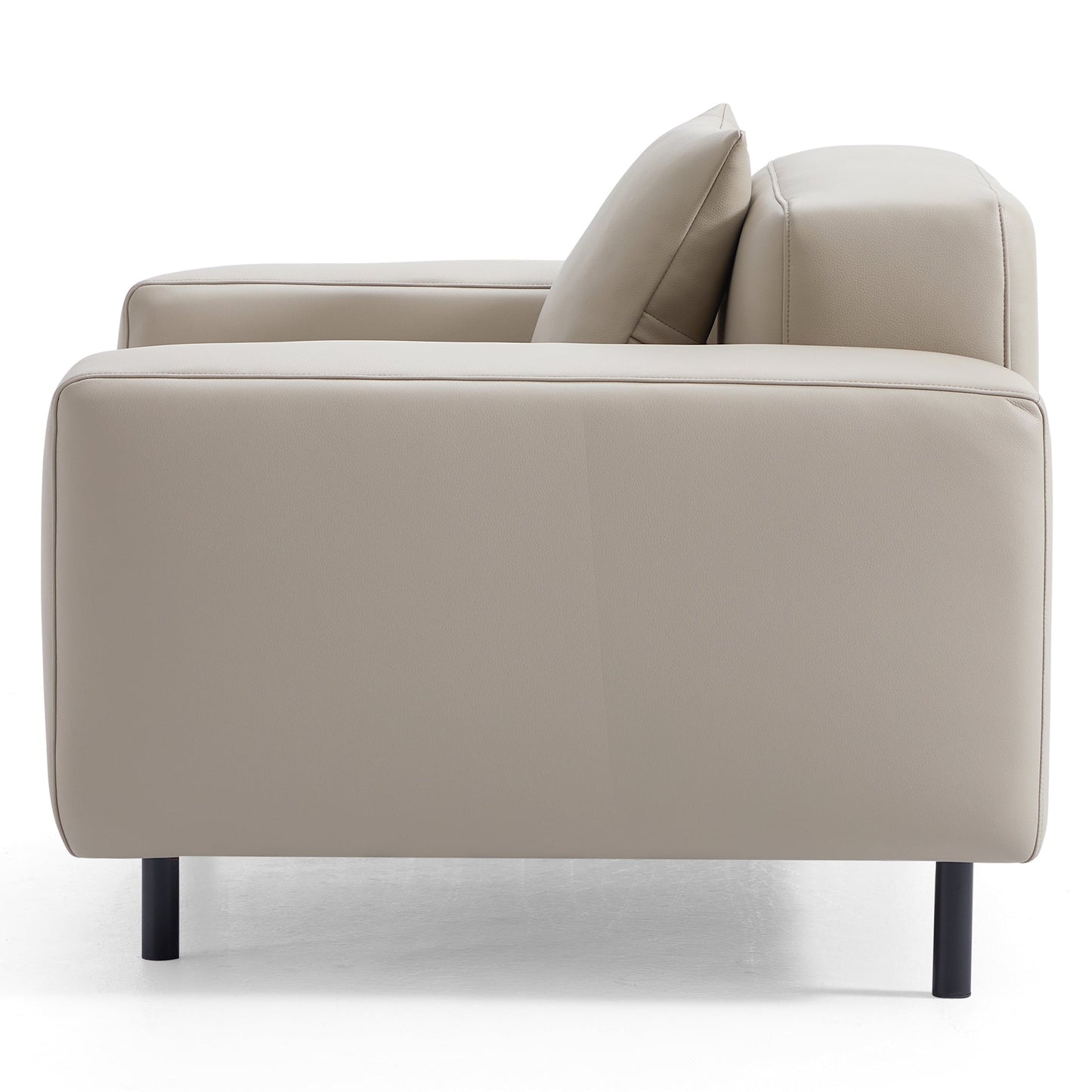 Noble Dark Gray Leather Armchair-Beige