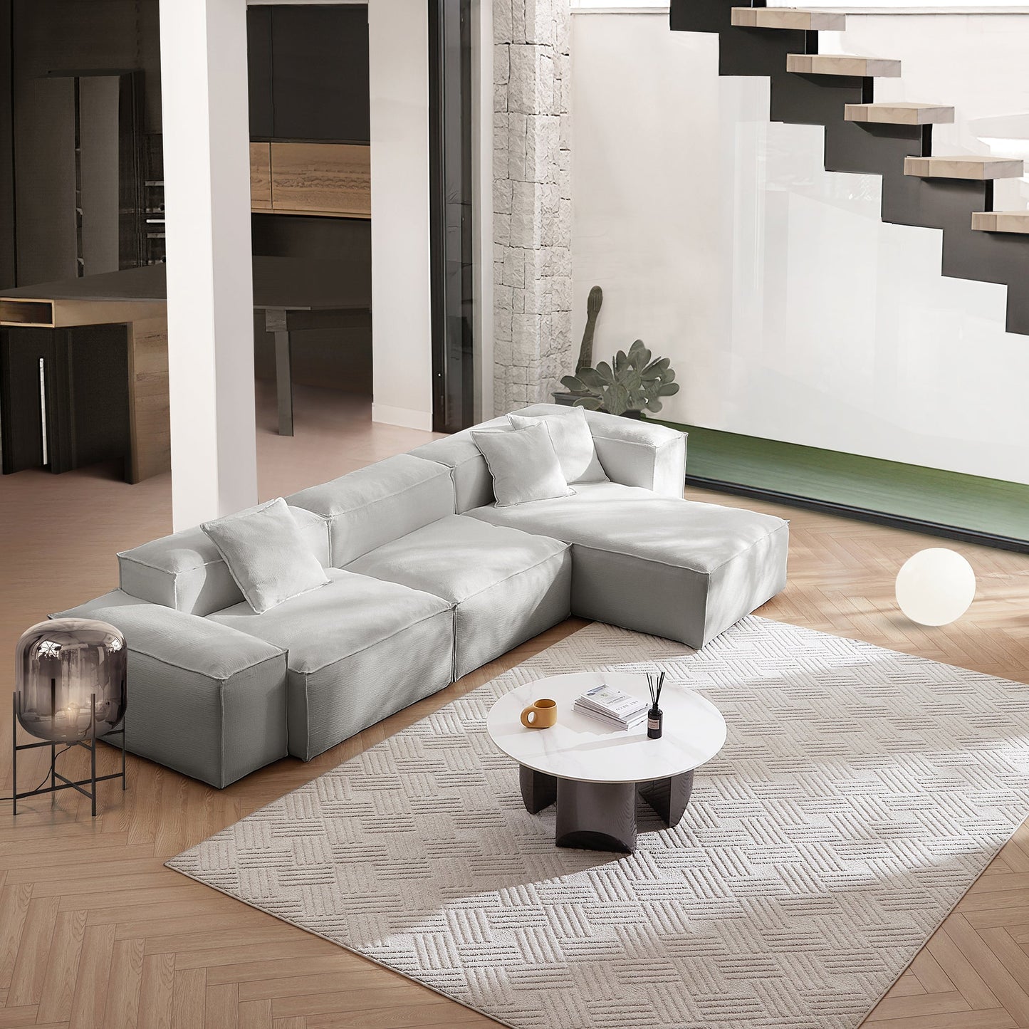 Freedom Modular Khaki Sectional Sofa-Gray