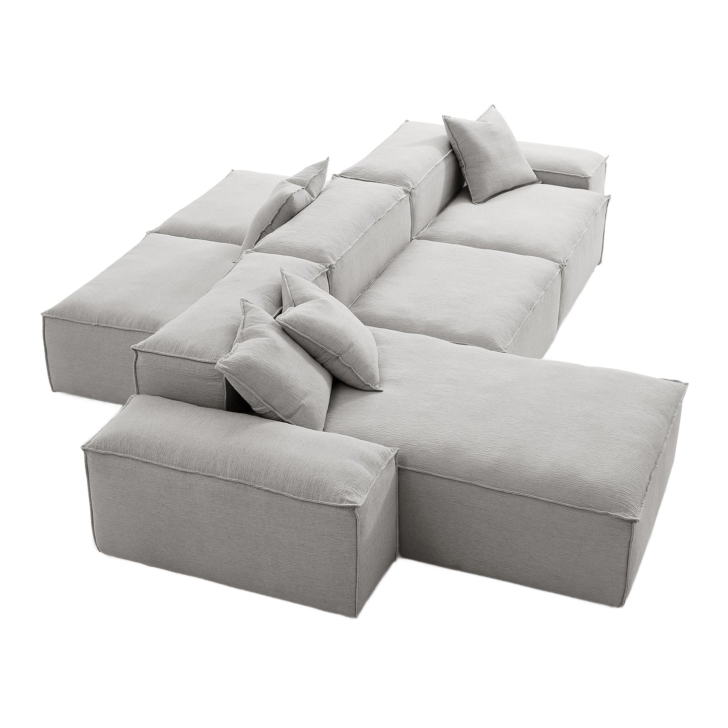 Freedom Modular Gray Double Sided Sectional Sofa-Gray-143.7″-Low
