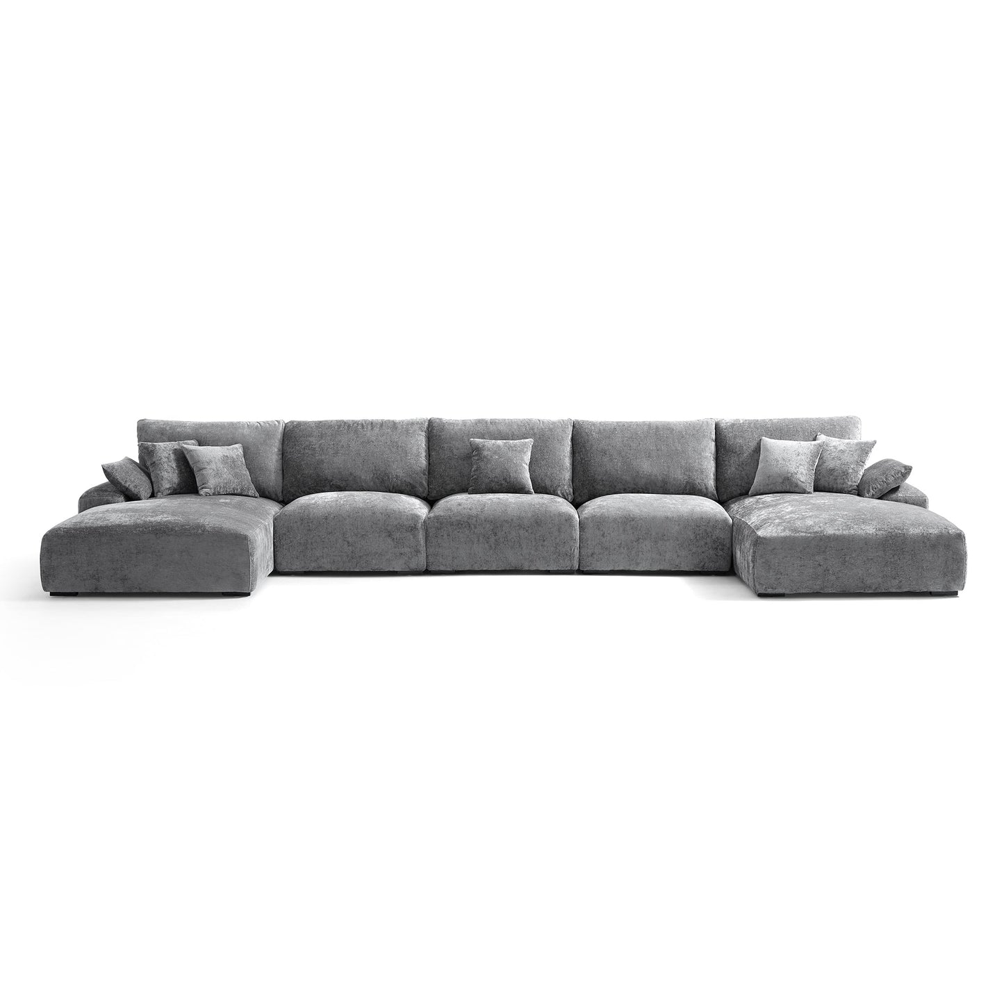 The Empress Gray U Shaped Sectional Sofa-Gray-196.9"