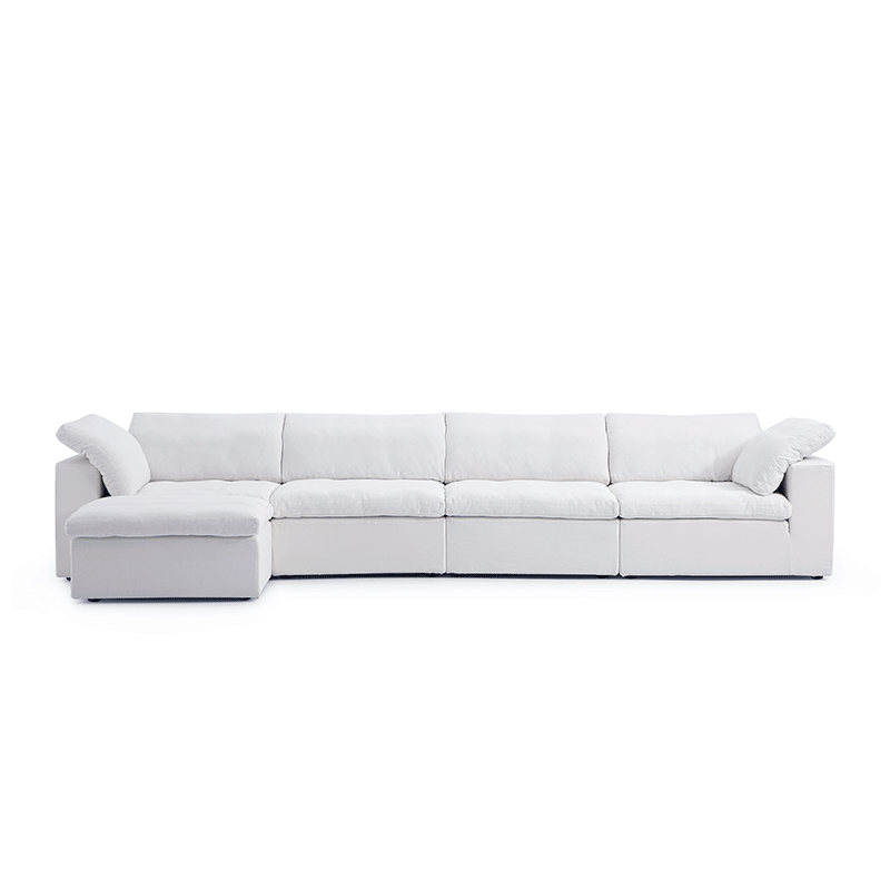 Tender Wabi Sabi Beige Sofa and Regular Ottoman-White