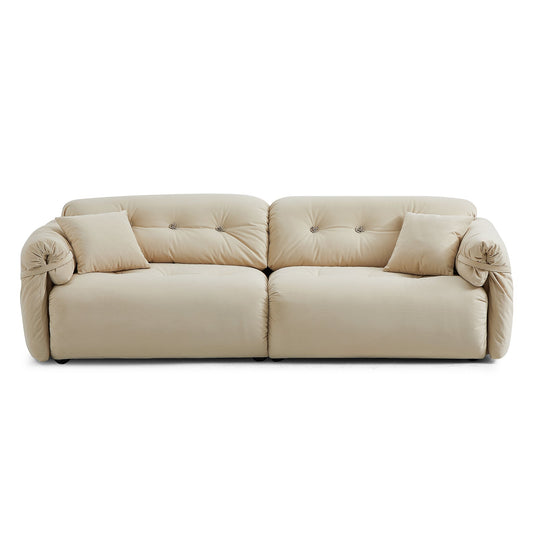 Butter Yellow Tufted Sofa-Khaki