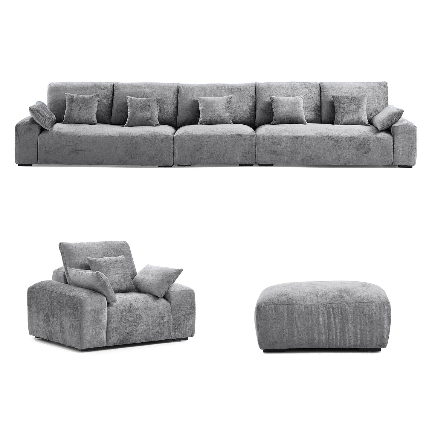 The Empress Yellow Sofa Set-Gray-175.6"