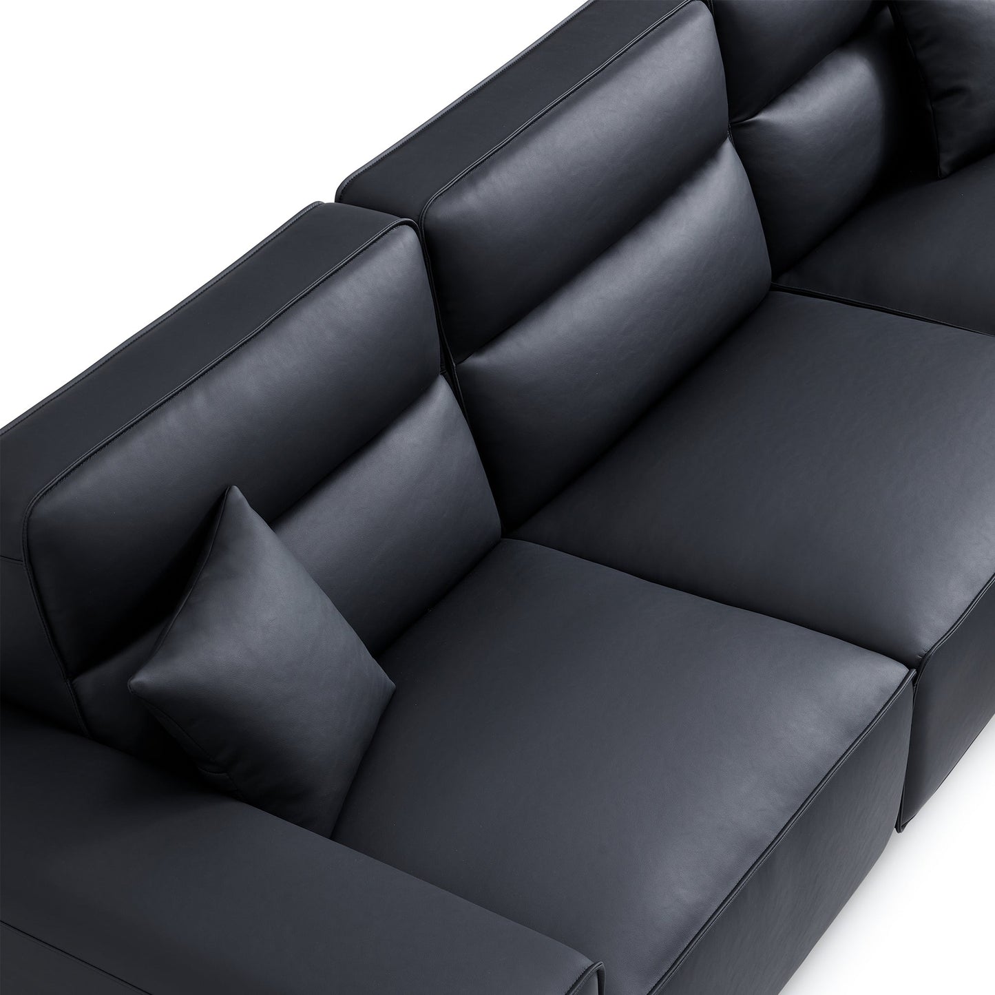 Domus High Back Modular Leather Sofa-Black