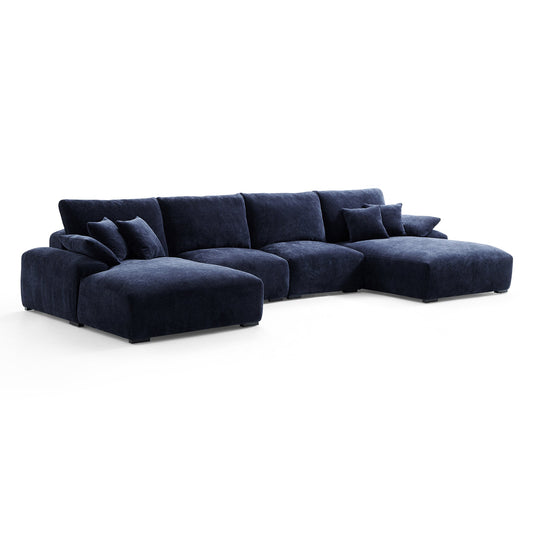 The Empress Navy Blue U Shaped Sectional-Navy Blue