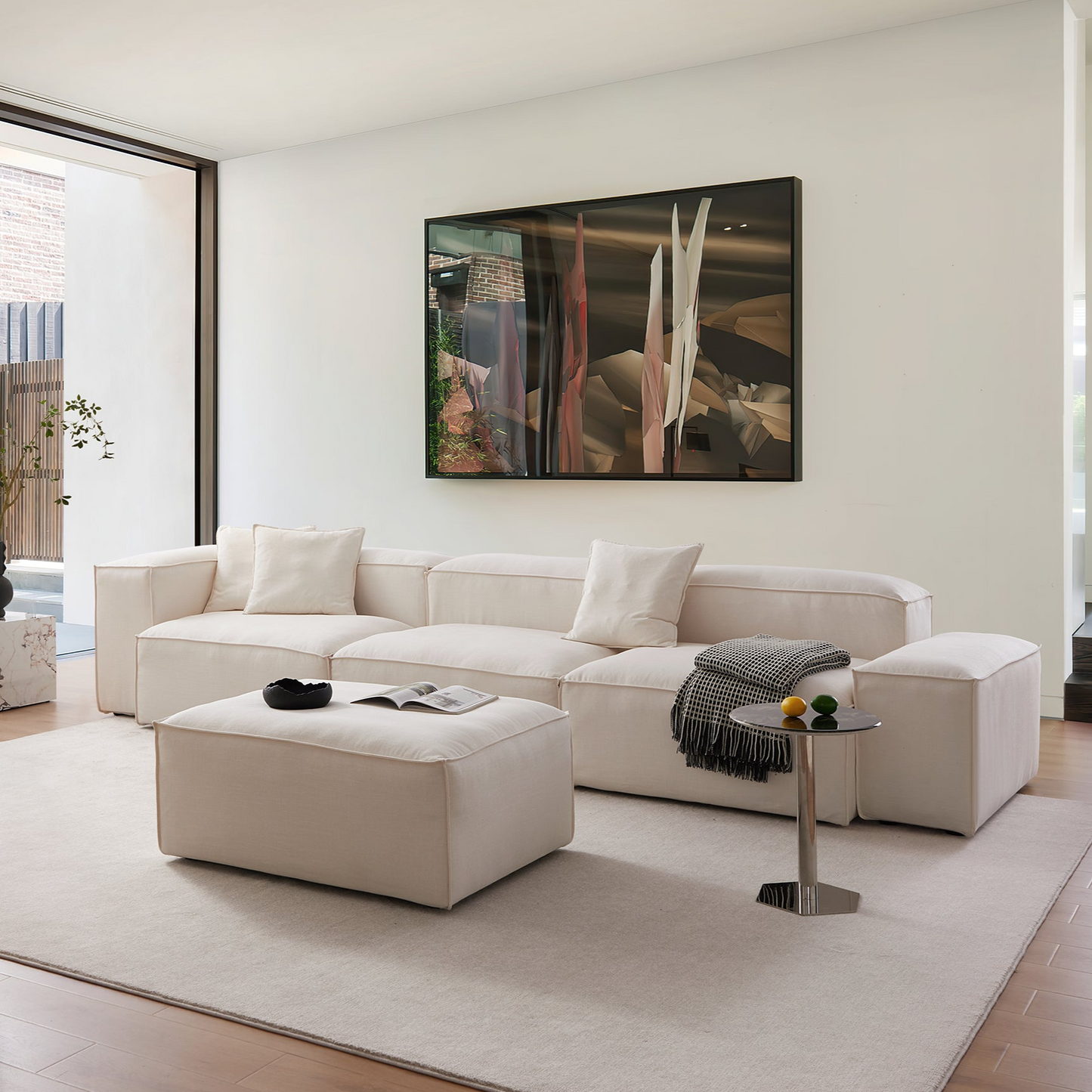 Canapé modulable Freedom beige avec pouf