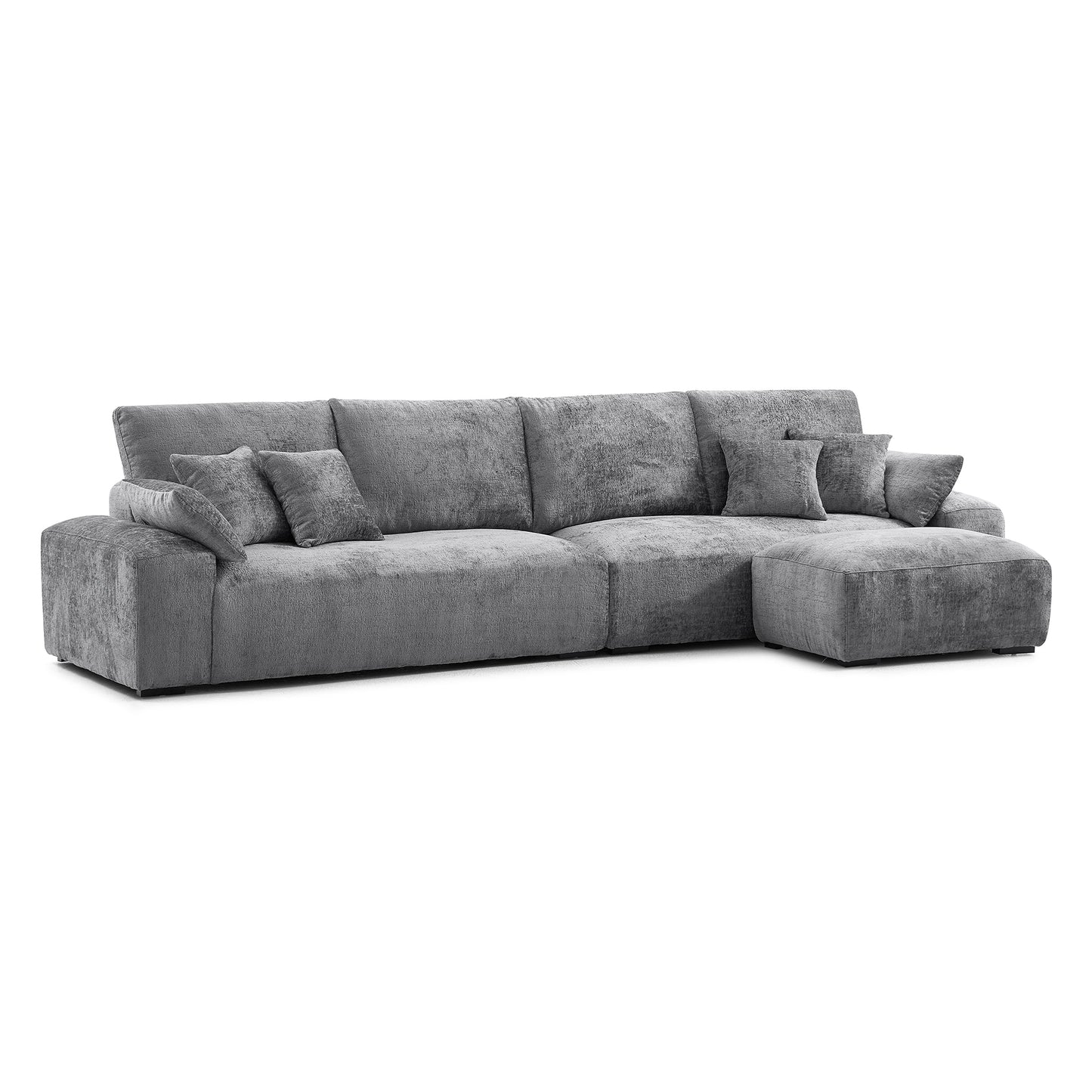 The Empress Gray Sofa and Ottoman-Gray-140.1"