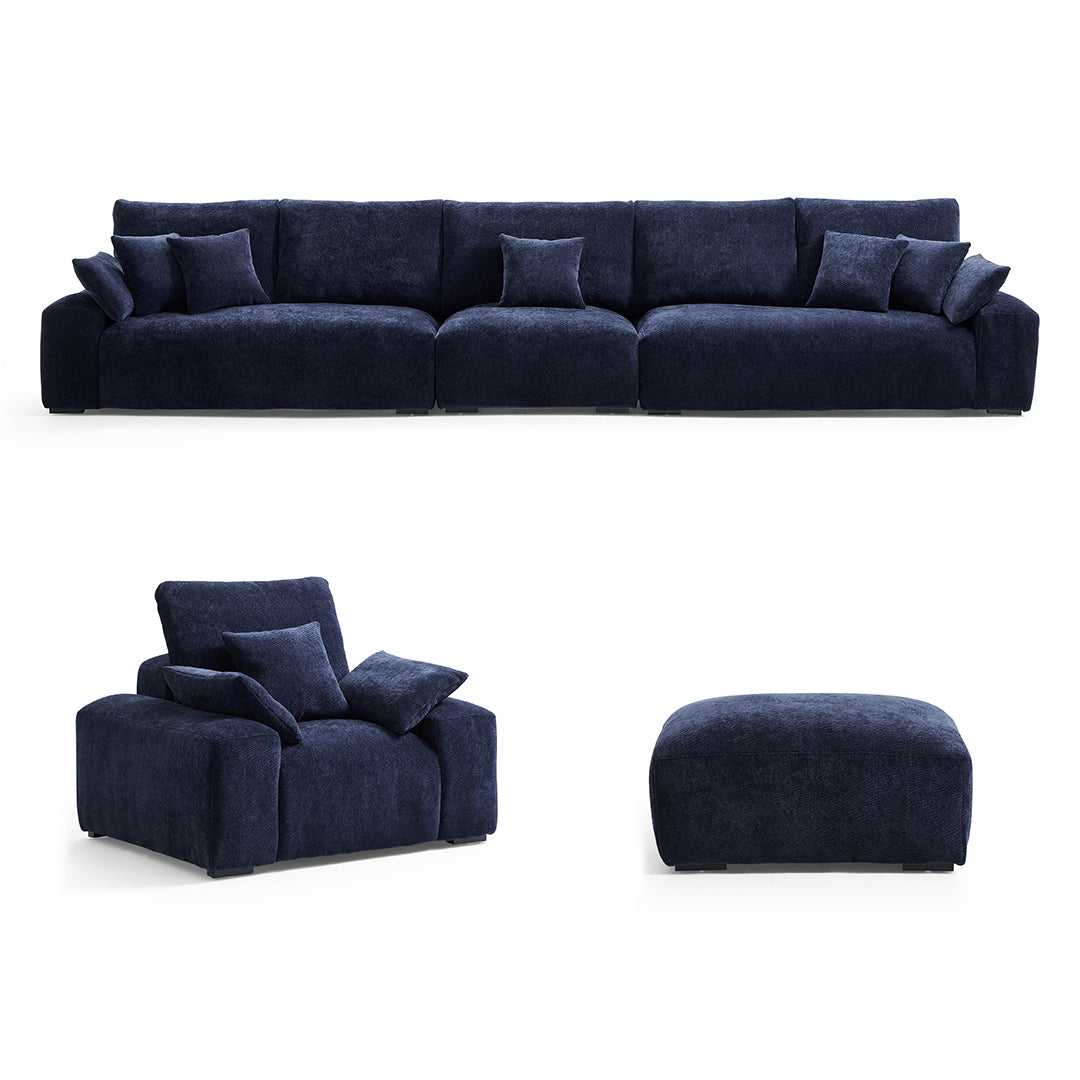 The Empress Navy Blue Sofa Set-Navy Blue-175.6"