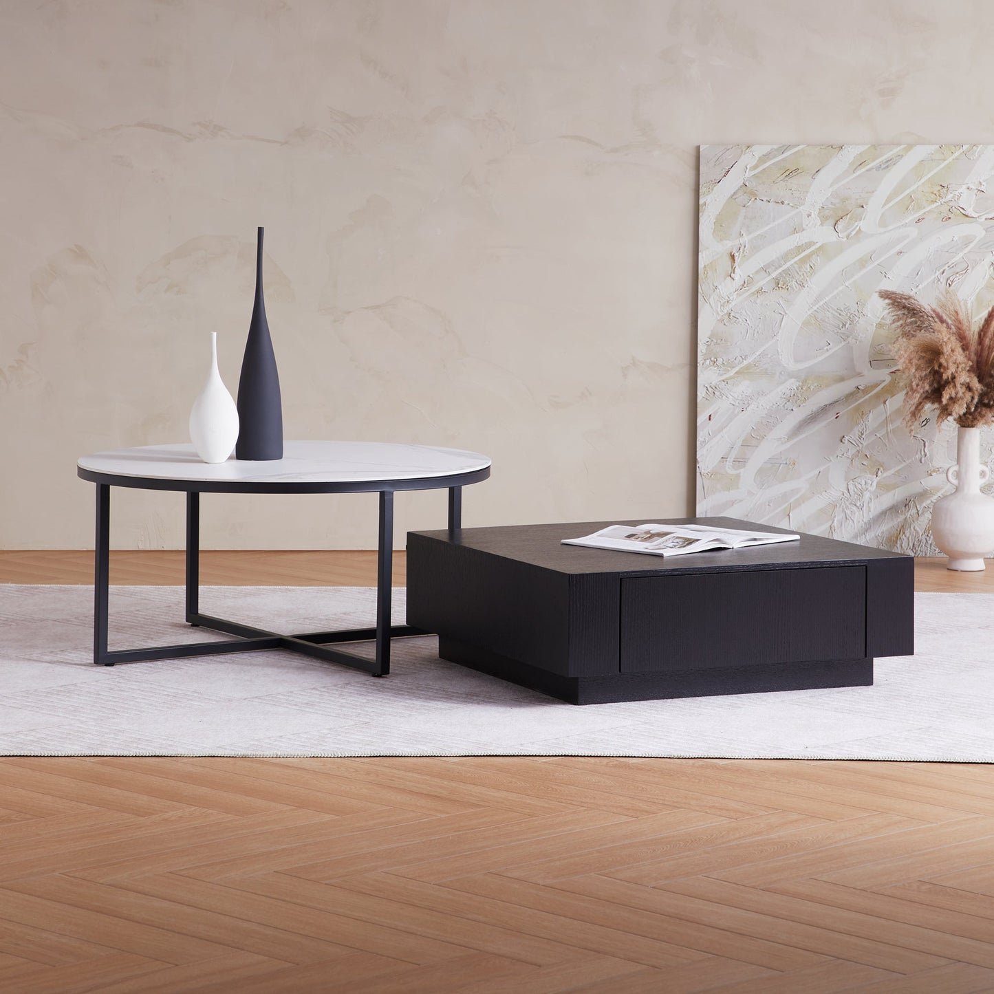 Clarence Round & Square Coffee Table Set-31.5″ & 27.6″