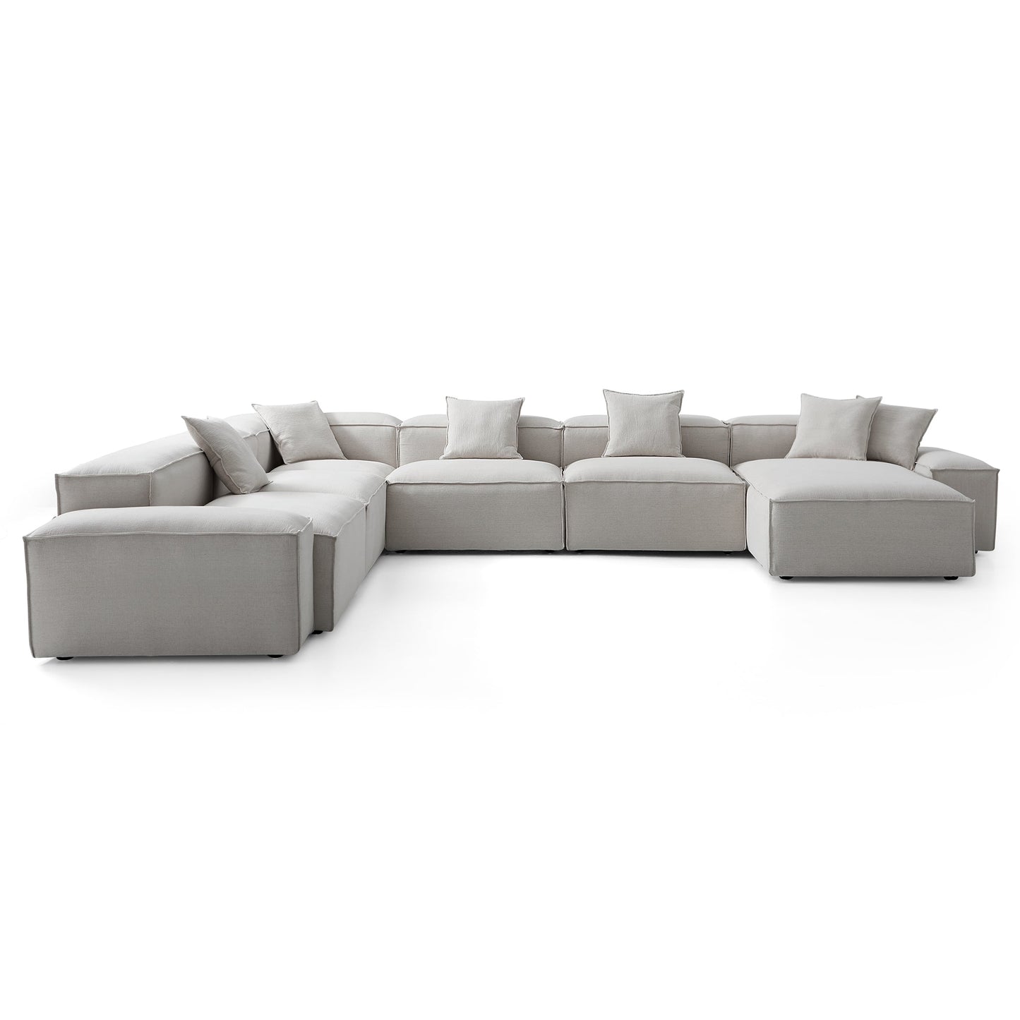 Freedom Modular Gray U Shaped Sectional Sofa-Gray-177.2"-Low