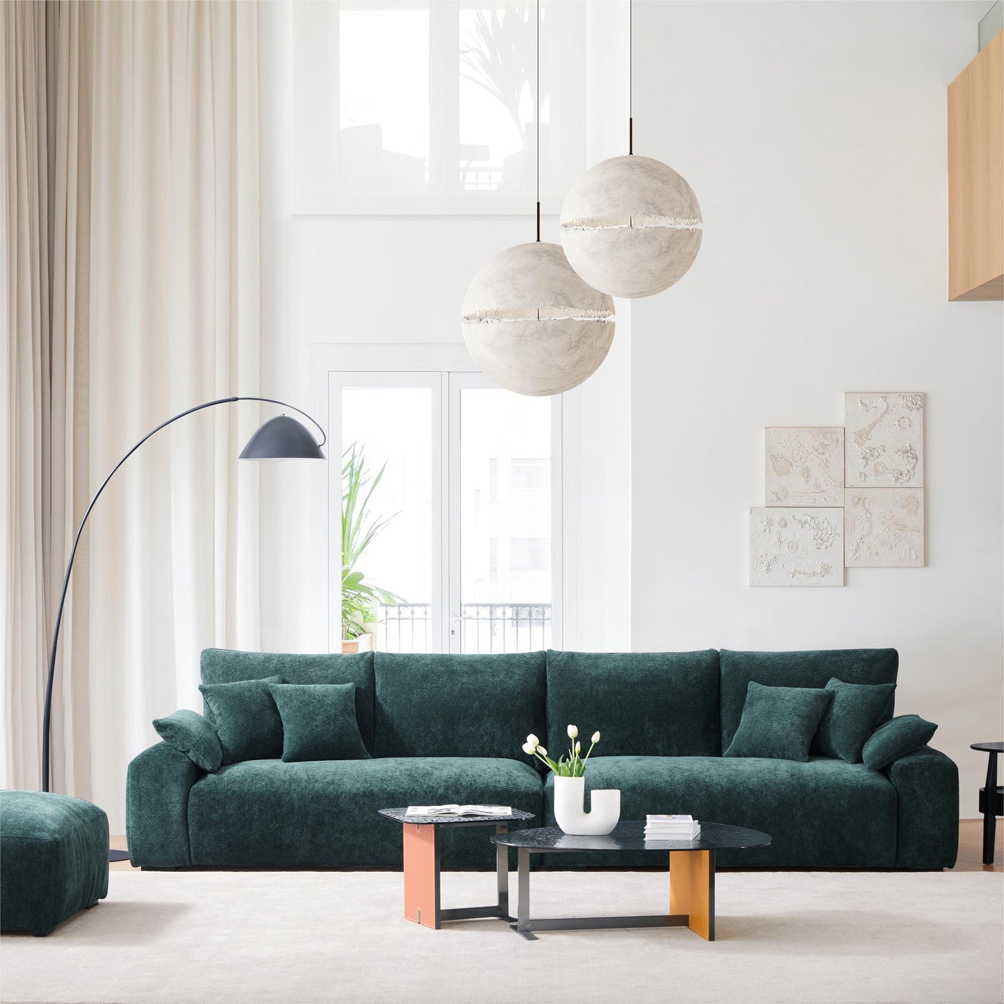The Empress Green Sofa and Ottoman-Green