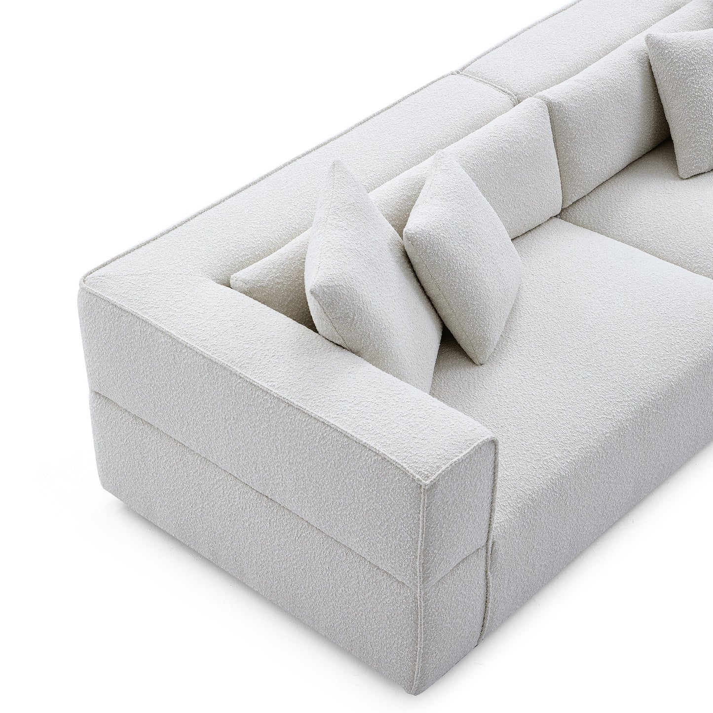 Nordic Modern Gray Sofa with Ottoman-White