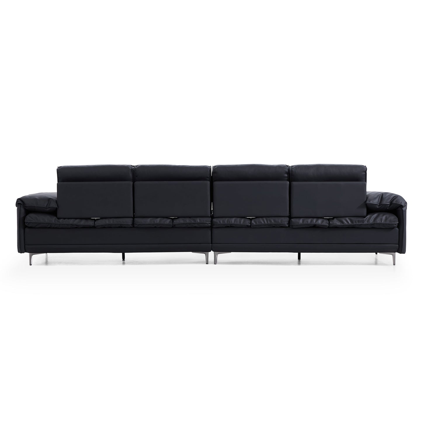 Lewis Black Leather Sailboat Sofa-Black
