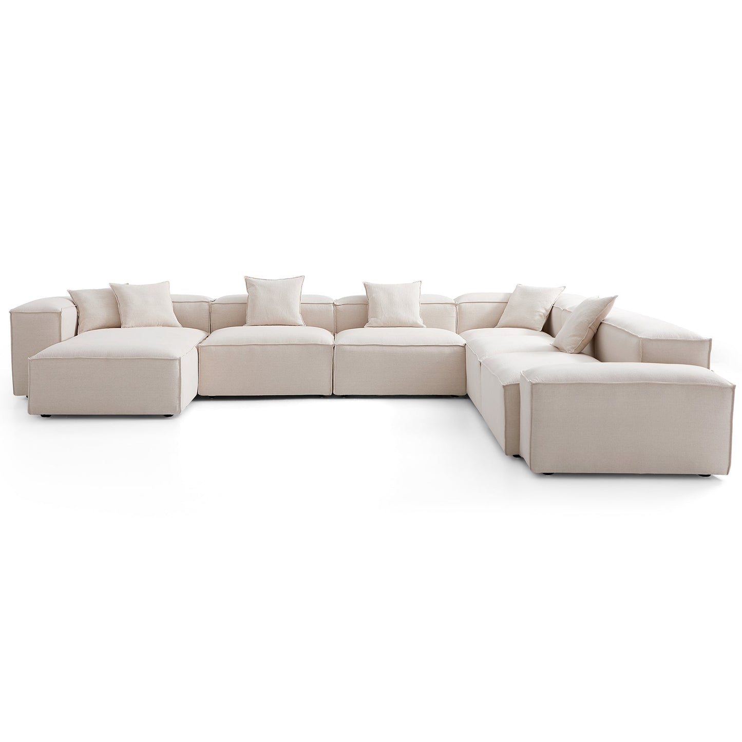 Freedom Modular Khaki U Shaped Sectional Sofa-Khaki-177.2"-Low & High