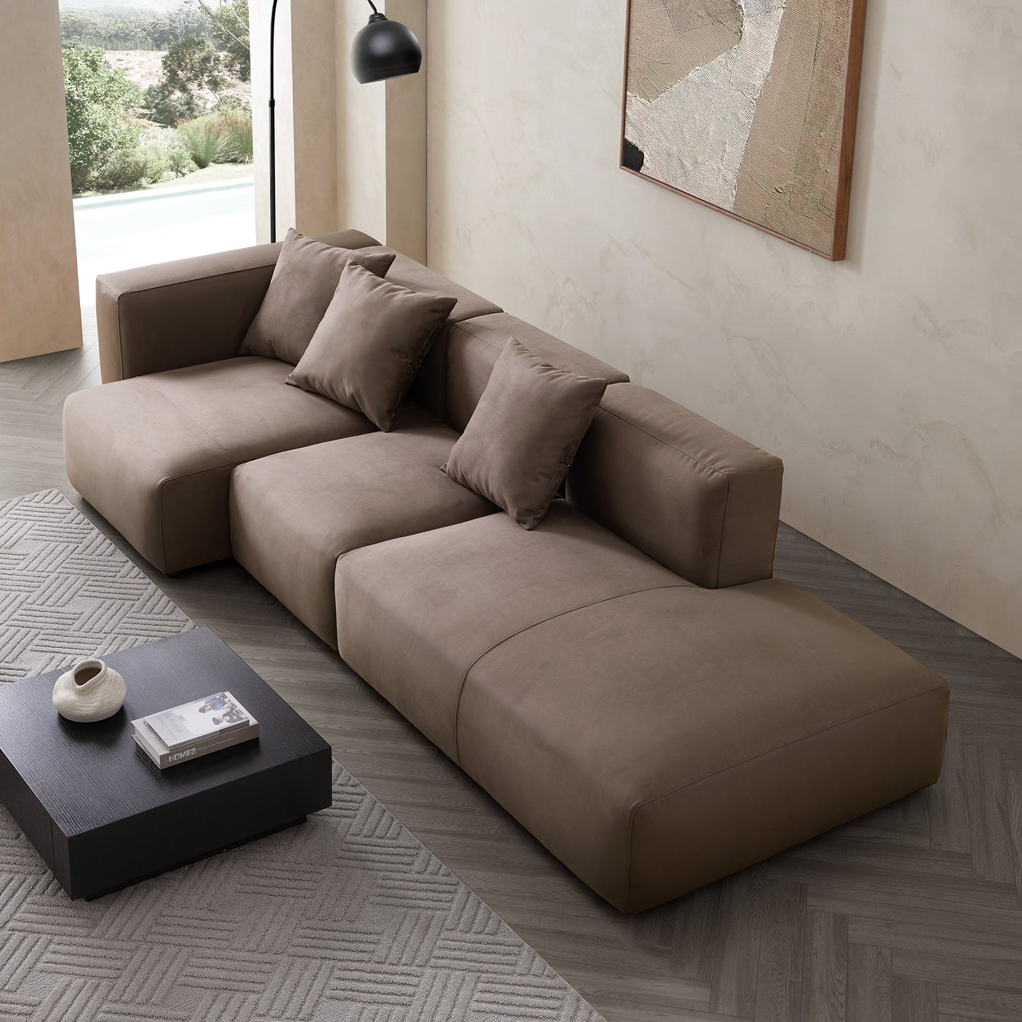 Geometry Minimalist Sectional-Brown