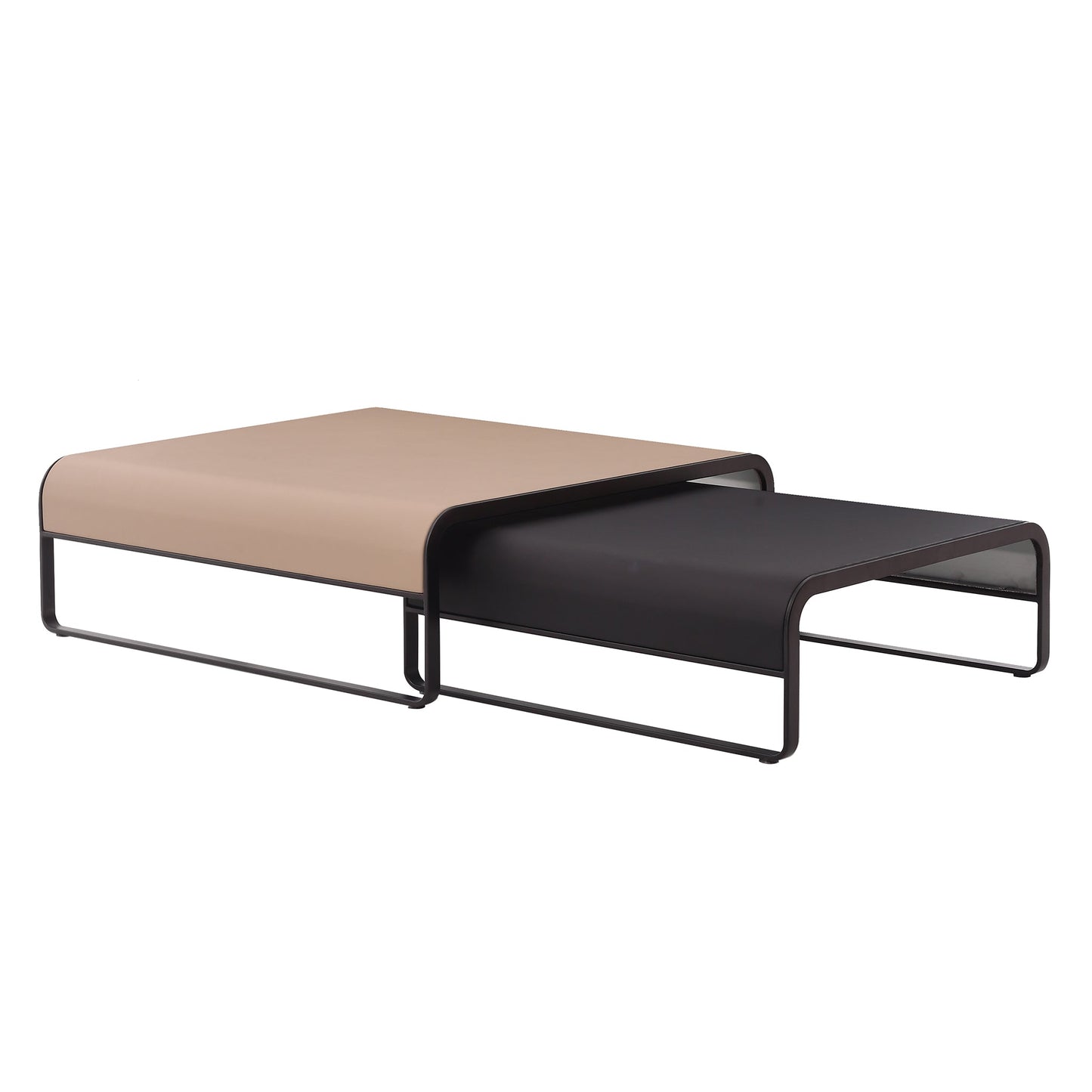 Duet coffee table set-39.4″ & 31.5″-Khaki & Black