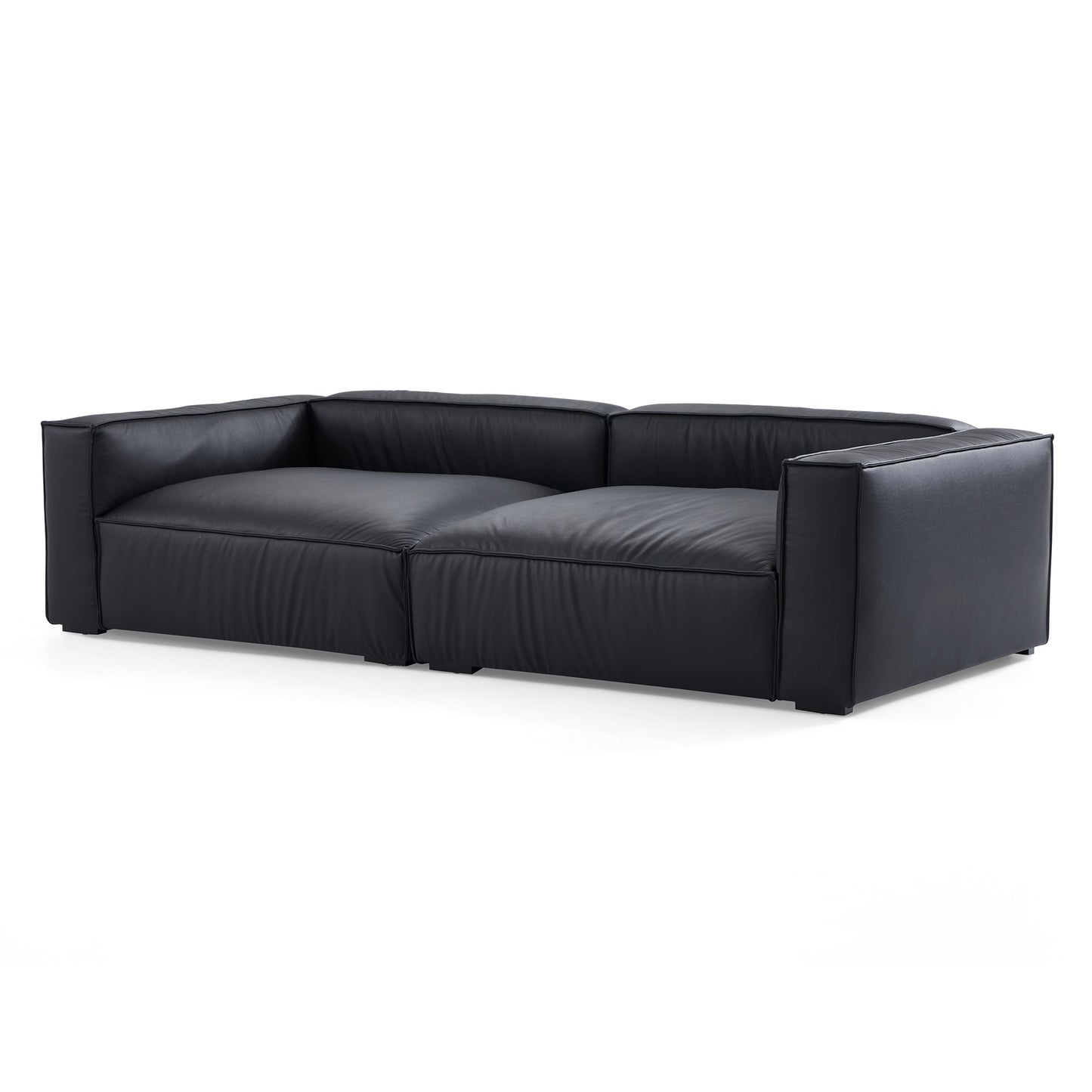 Luxury Minimalist Black Leather Daybed Sofa-Black-111.8"