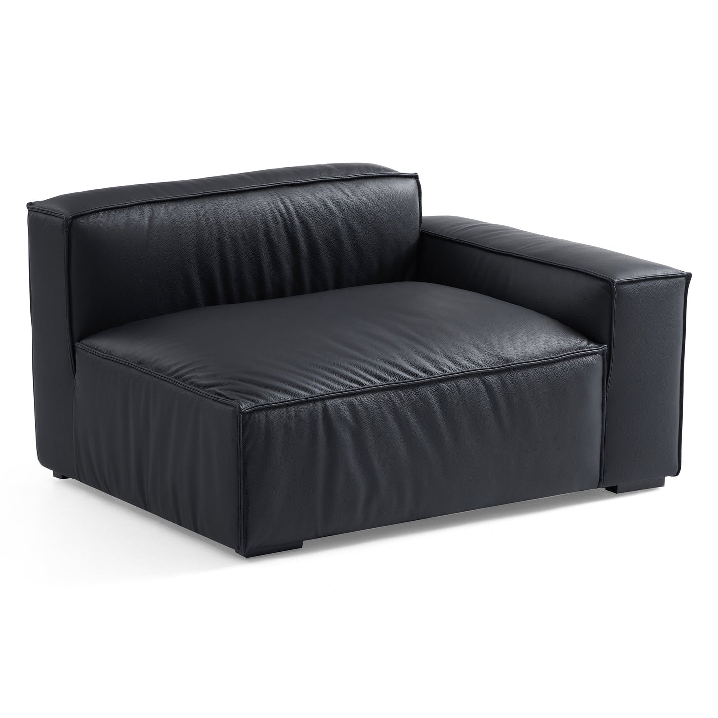 Luxury Minimalist Black Leather Sectional-Black