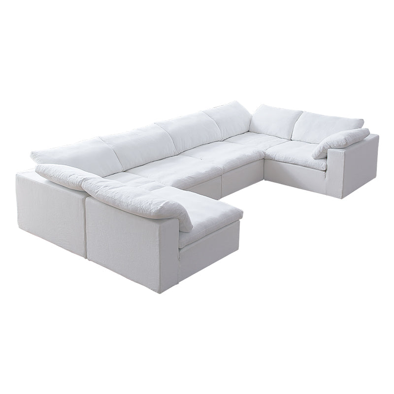 Tender Wabi Sabi U Shaped Sectional with One Open End-White