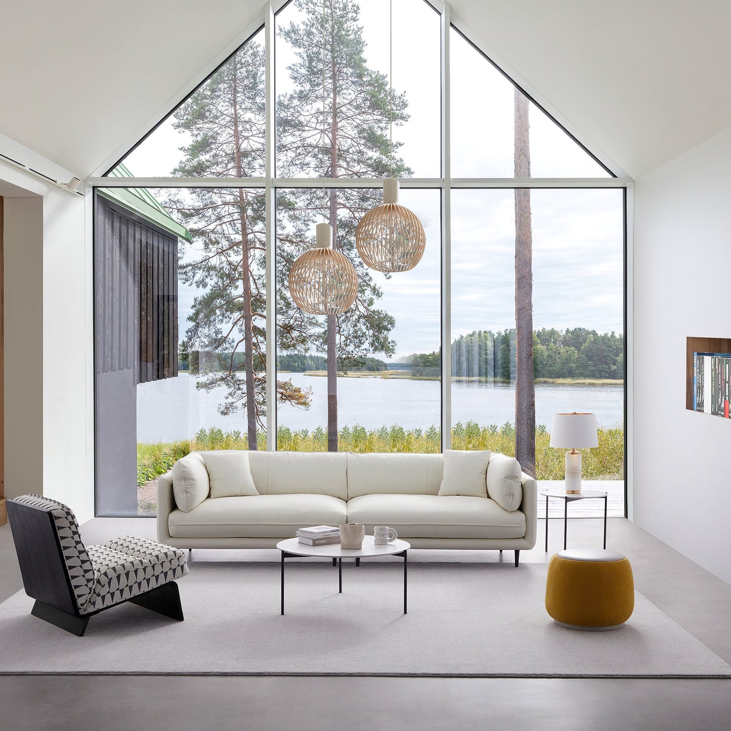 Vanilla White Leather Sofa-White