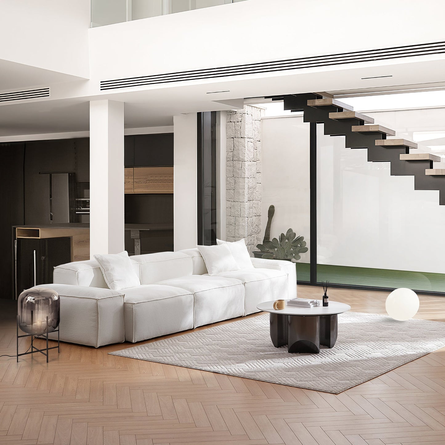 Freedom Modular Gray Sofa-White