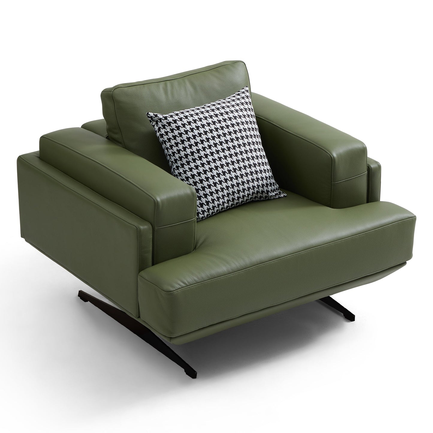 Olivia Green Top Grain Genuine Leather Armchair-Green
