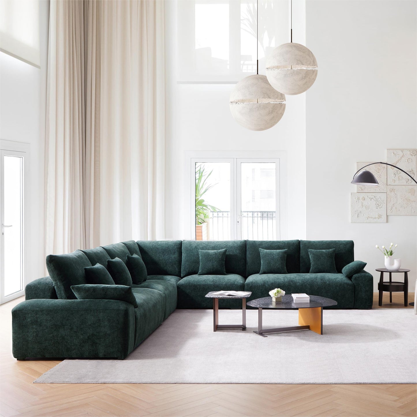 The Empress Green Corner Sectional-Green