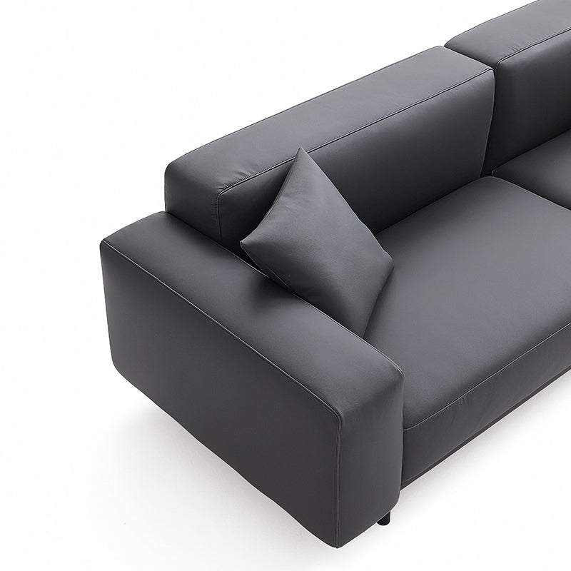 Noble Dark Gray Leather Sofa Set and Ottoman-Dark Gray