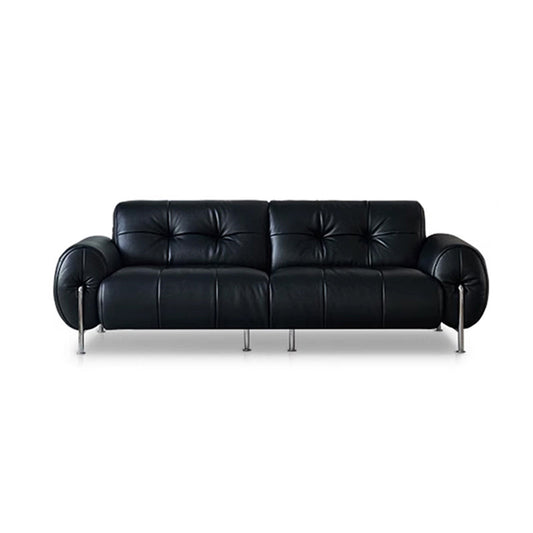 Banning Vintage Leather Sofa-Black-94.5"