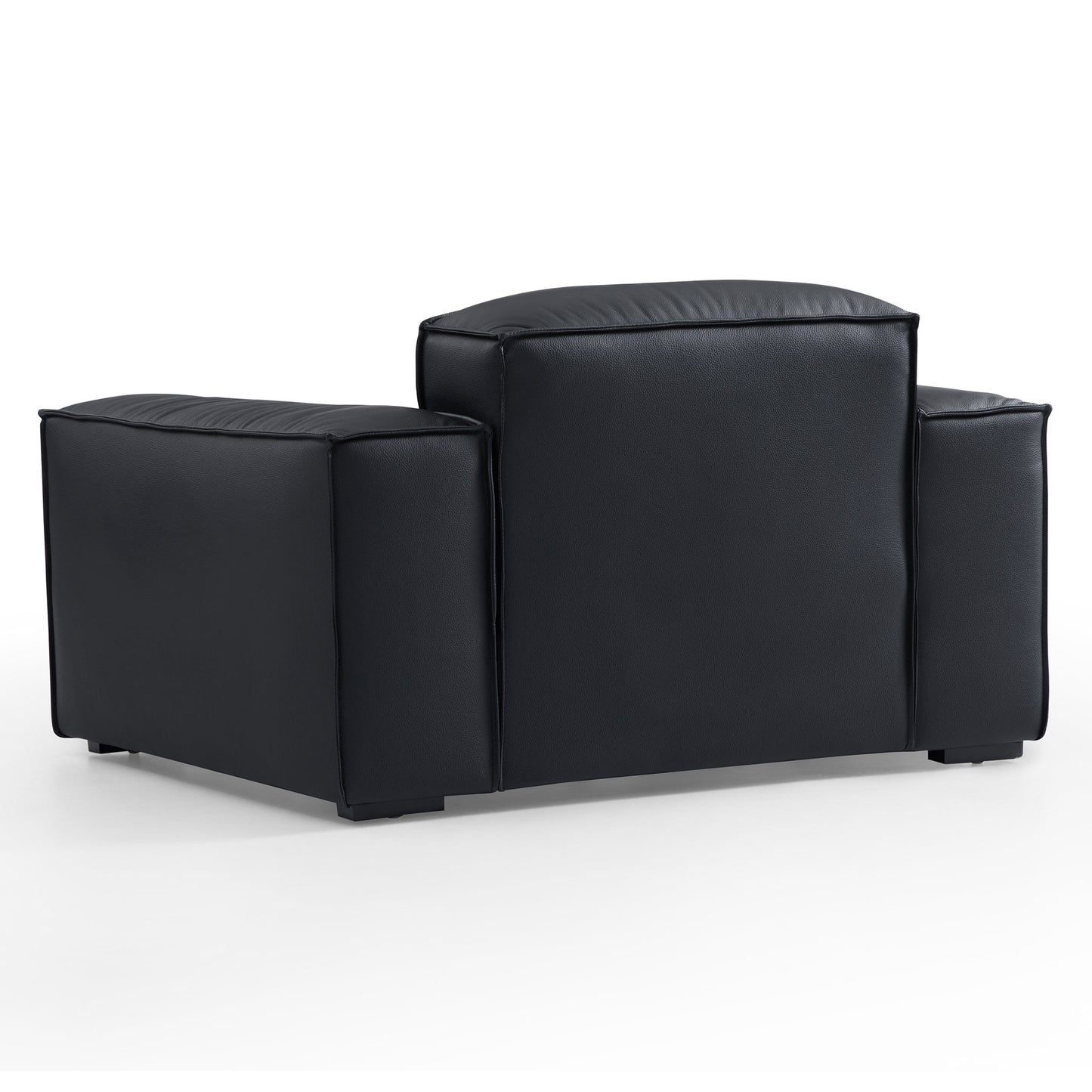 Luxury Minimalist Leather Black Sofa Set-Black