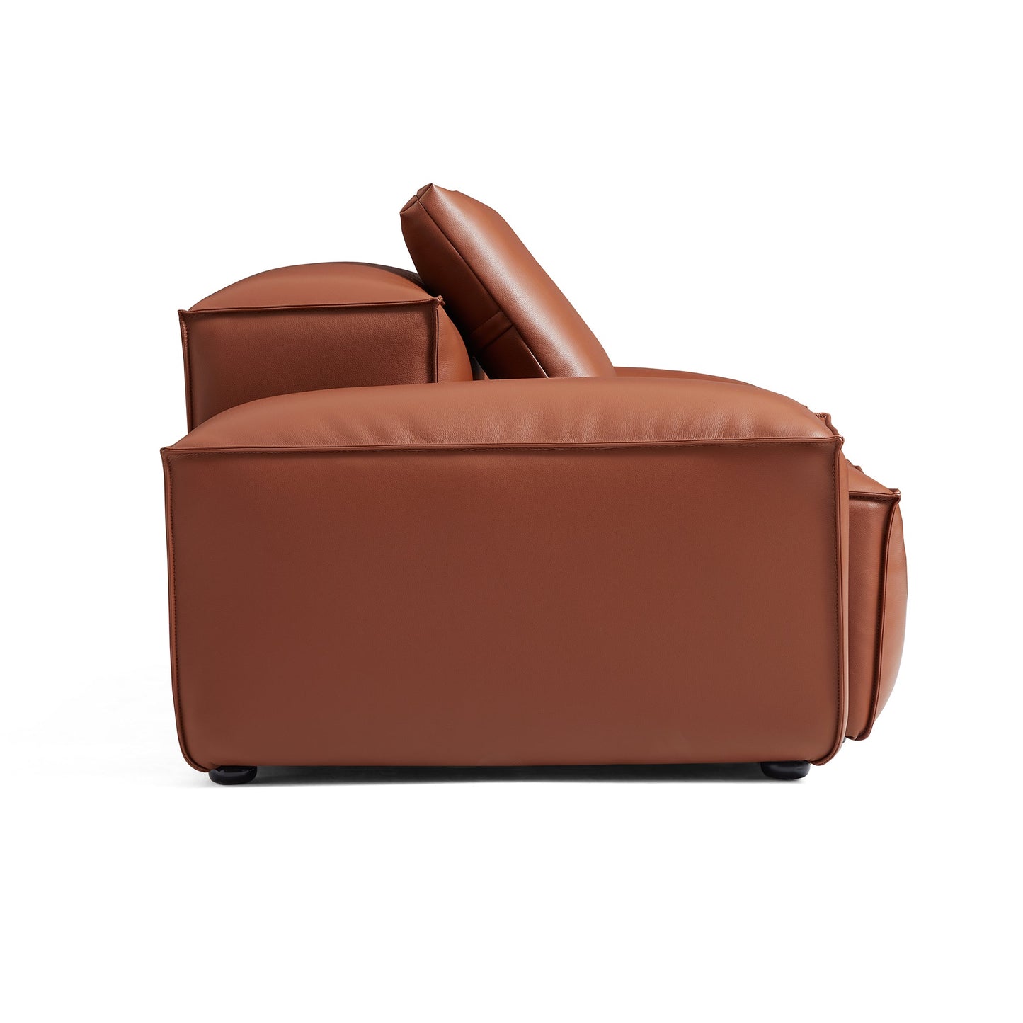 Cube Modular Brown Genuine Leather Armchair-Brown-68.1"-Low