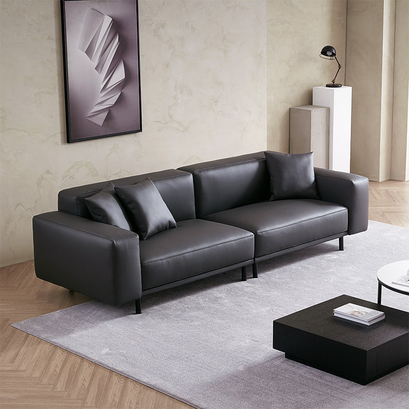 Noble Dark Gray Leather Sofa-Dark Gray