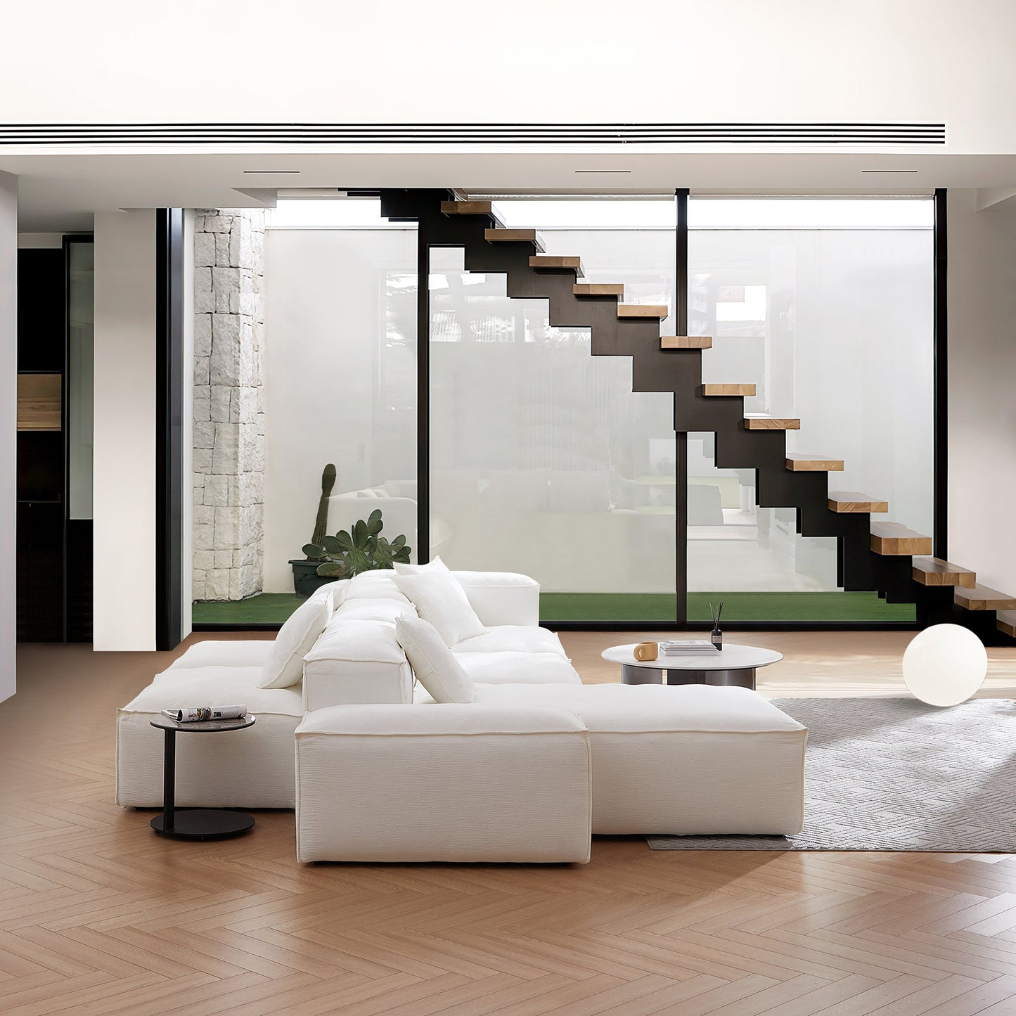 Freedom Modular White Double Sided Sectional Sofa-White