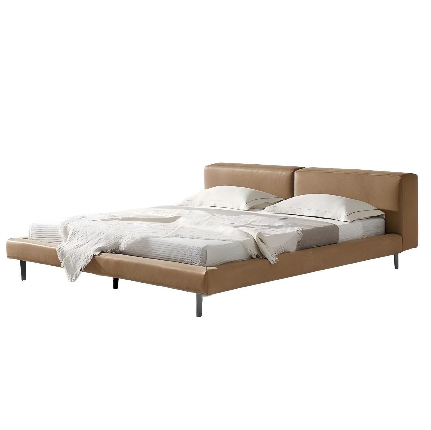 Charcoal Toast Leather Bed-Camel