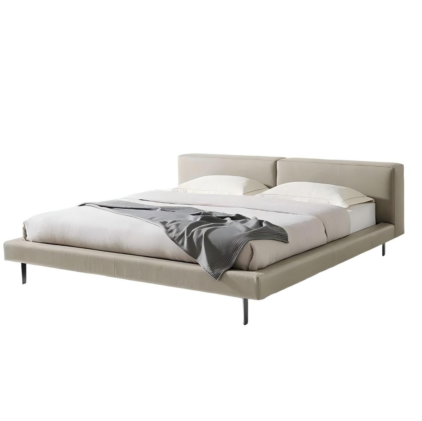 Charcoal Toast Leather Bed-Beige