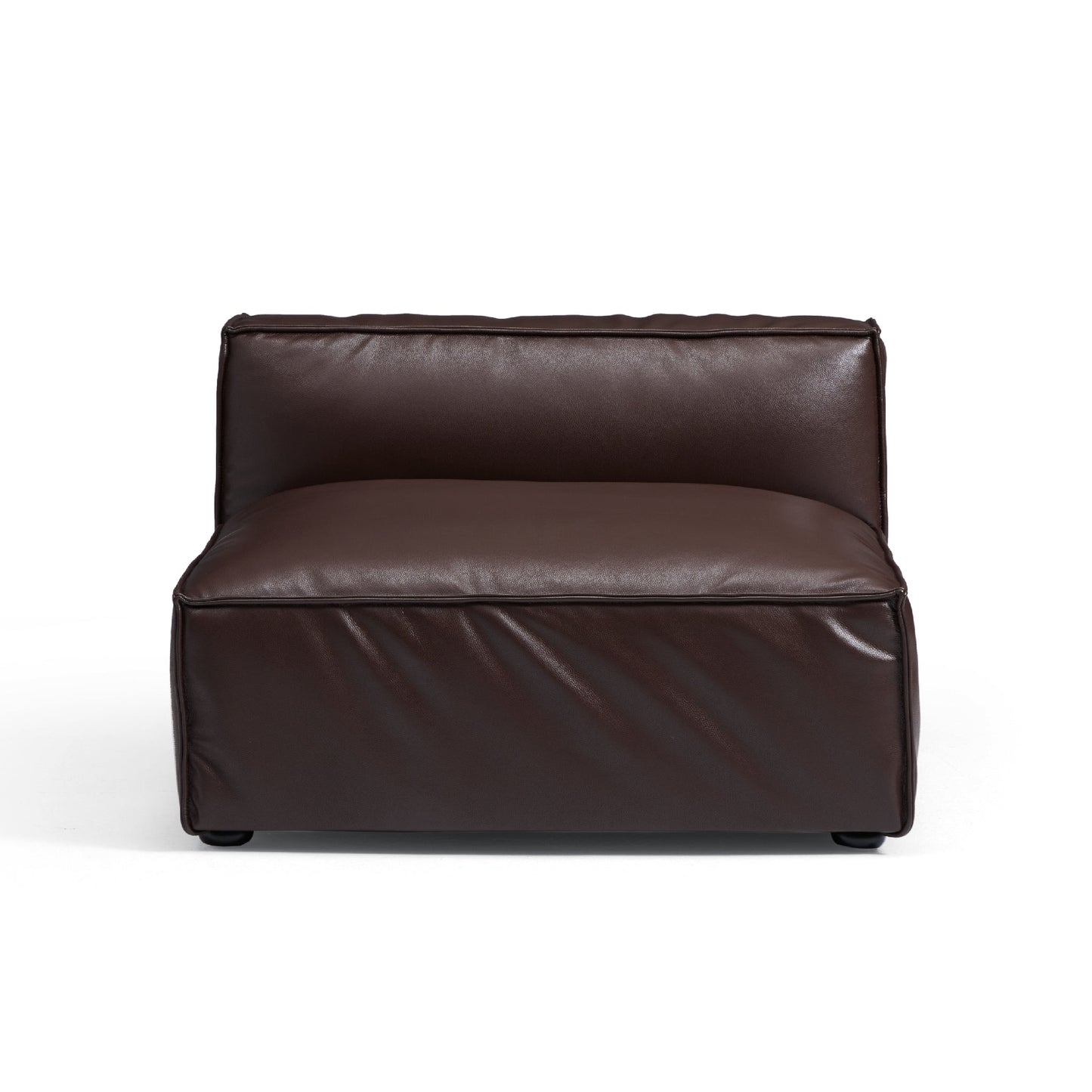 Luxury Minimalist Dark Brown Leather U Shaped Sectional-Dark Brown