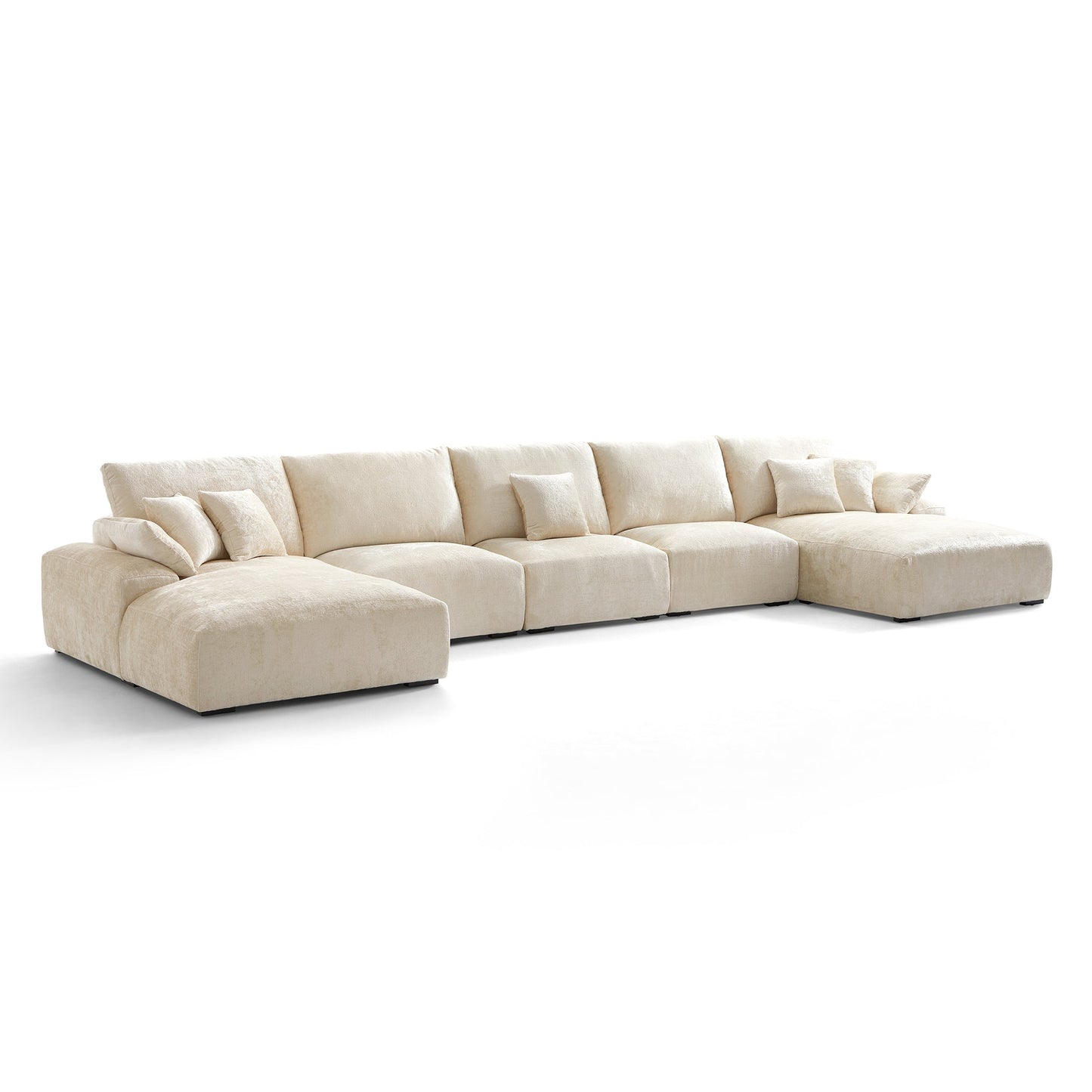 The Empress Gray U Shaped Sectional Sofa-Beige-196.9″