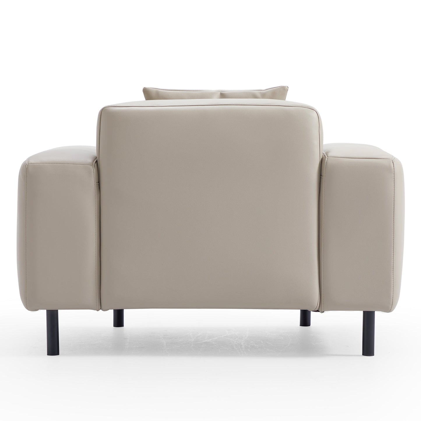 Noble Dark Gray Leather Armchair-Beige