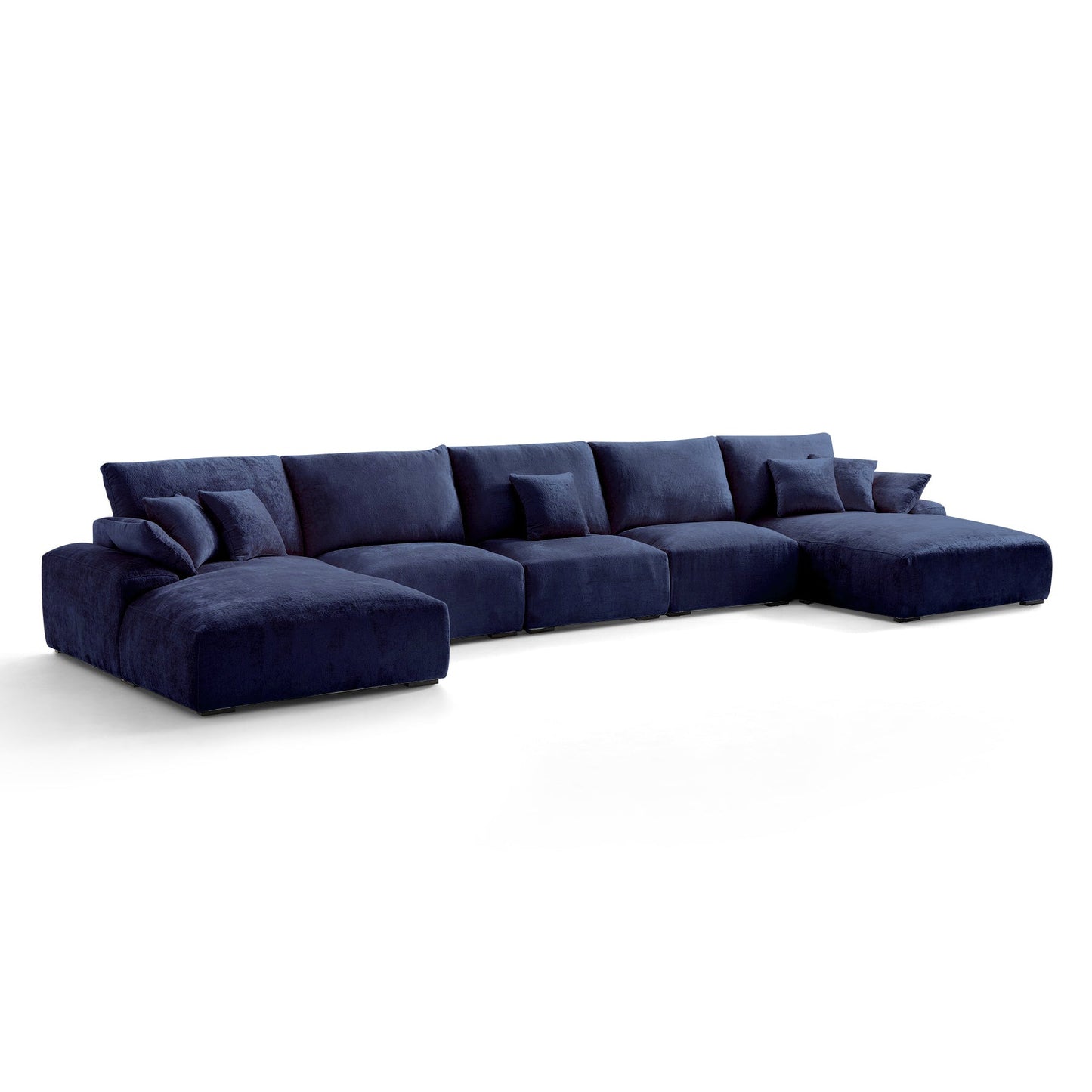 The Empress Beige U Shaped Sectional Sofa-Navy Blue-196.9"