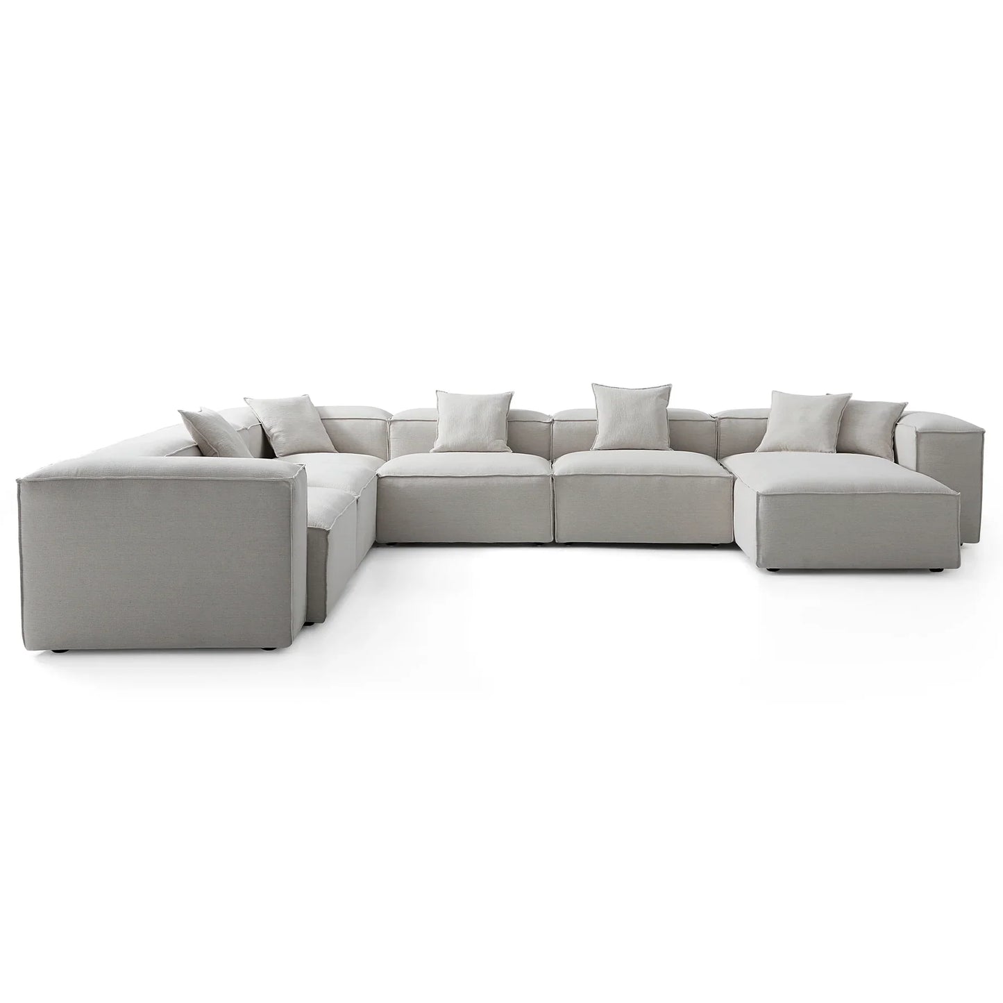 Freedom Modular Khaki U Shaped Sectional Sofa-Gray-177.2"- High