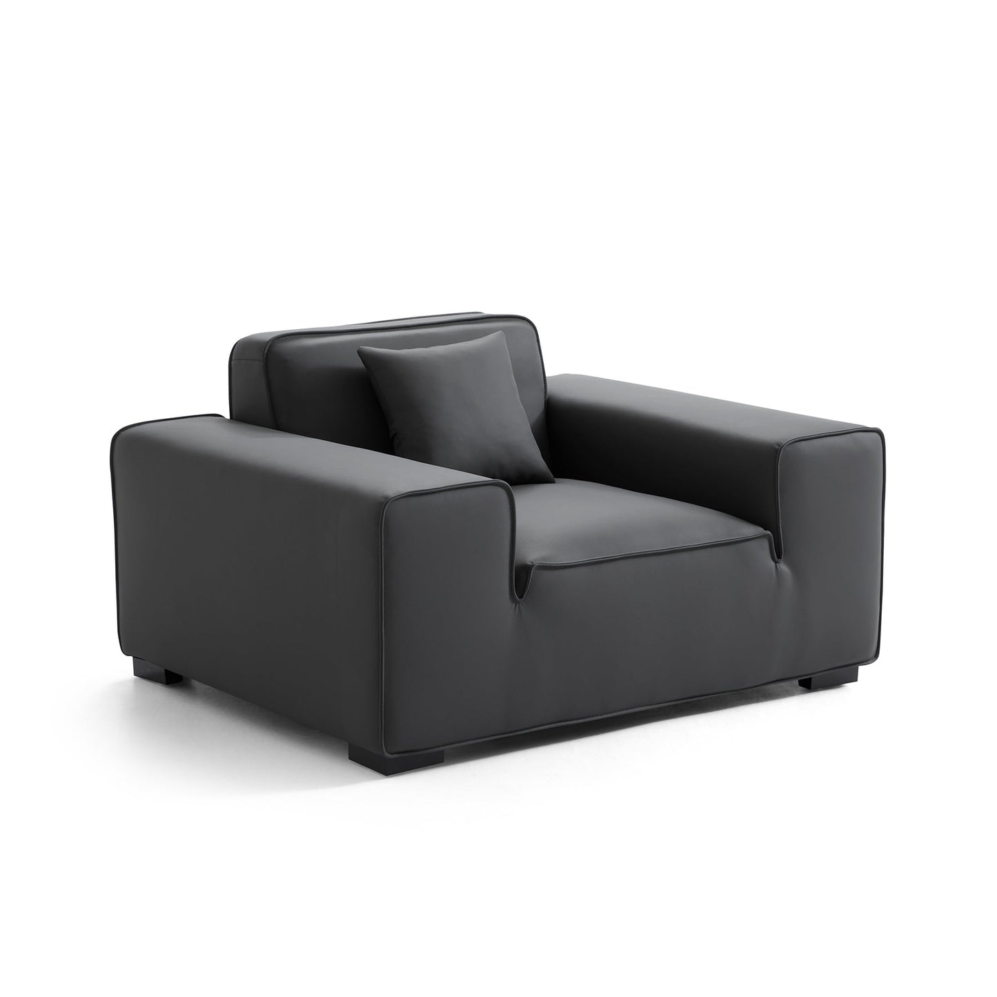 Domus Modular Black Leather Sofa Set-Dark Gray