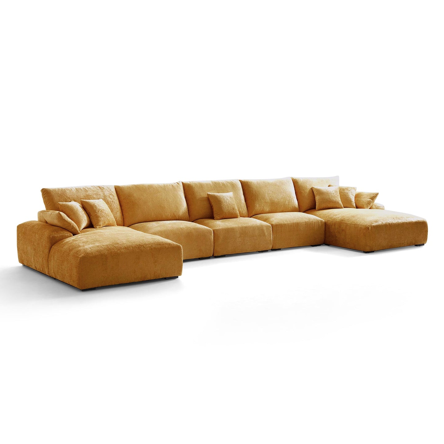 The Empress Beige U Shaped Sectional Sofa-Yellow-196.9"