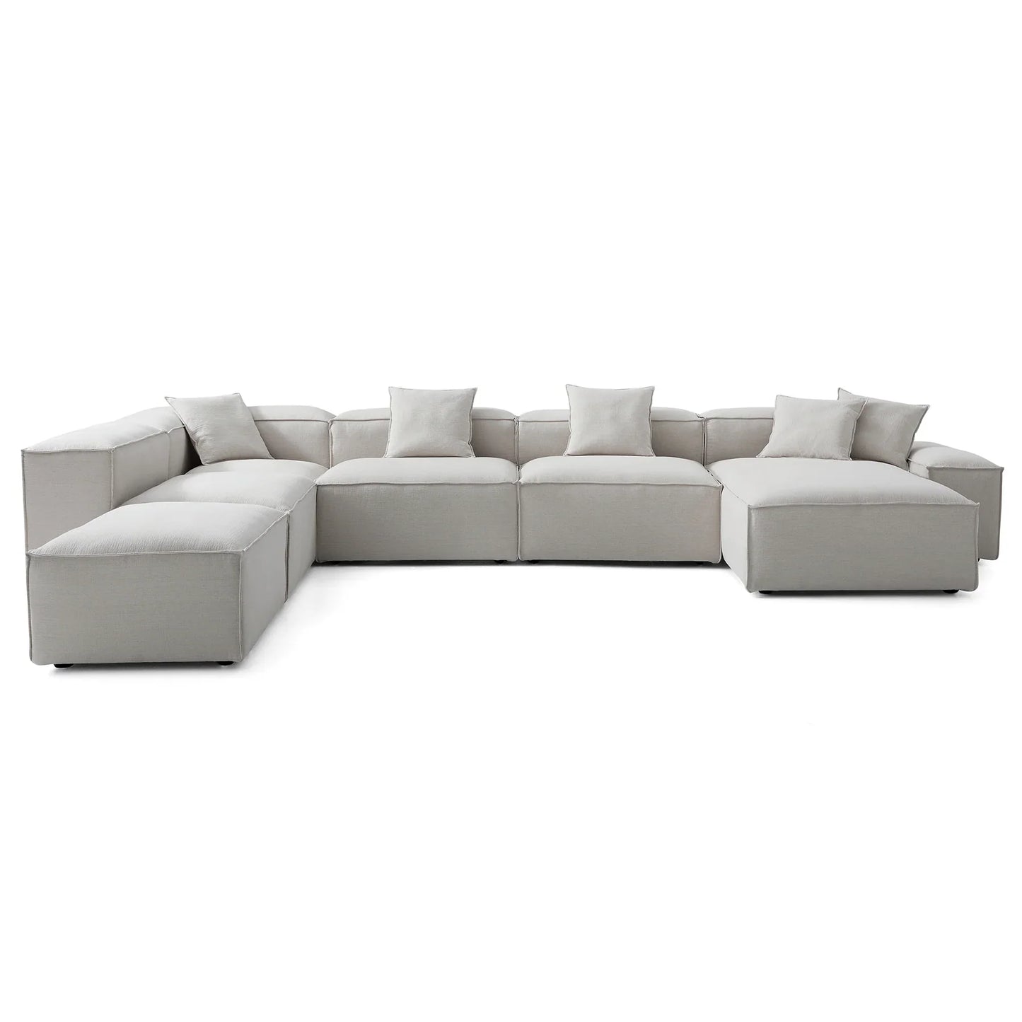 Freedom Modular Khaki Open End Sectional Sofa-Gray-177.2"-Low