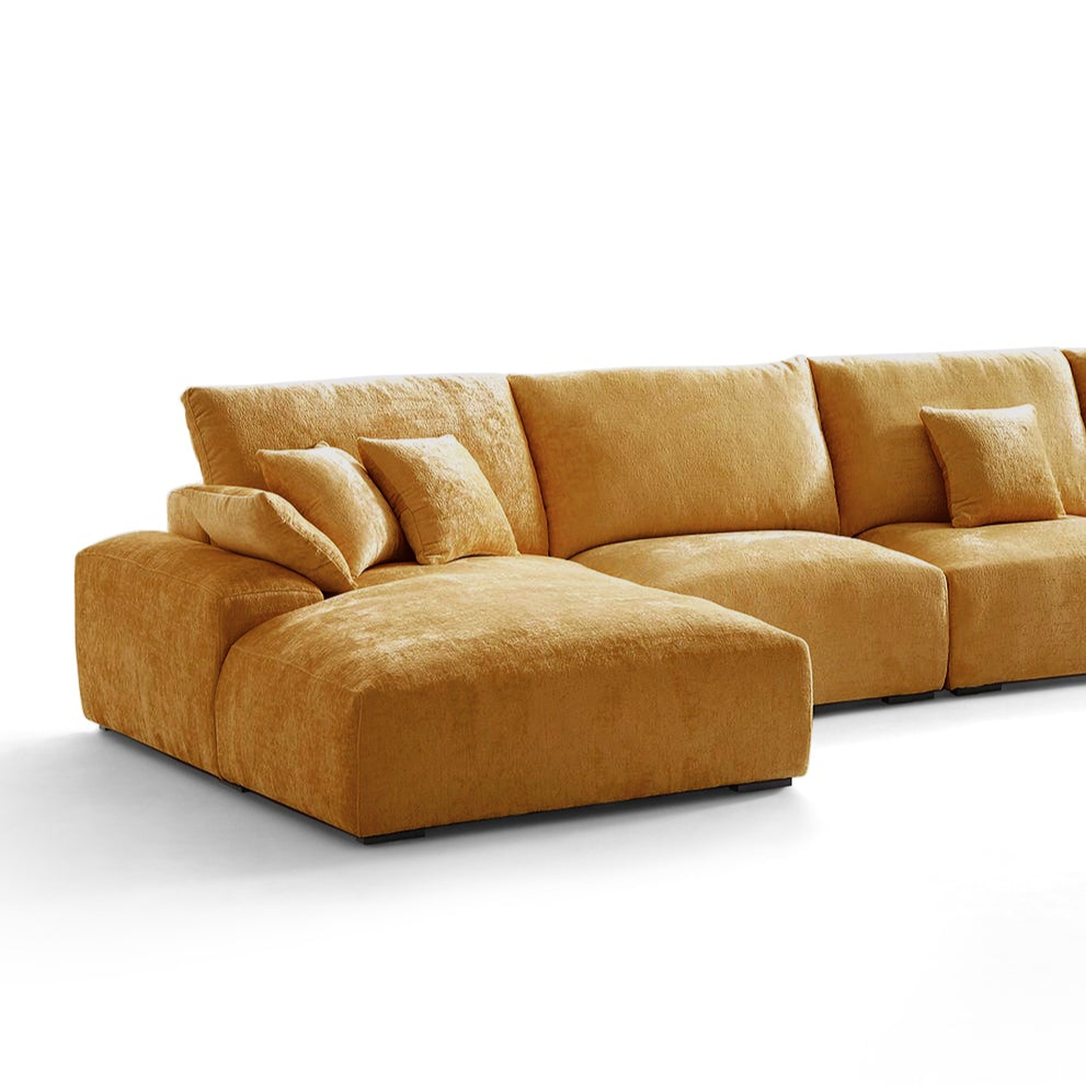The Empress Beige U Shaped Sectional Sofa-Yellow
