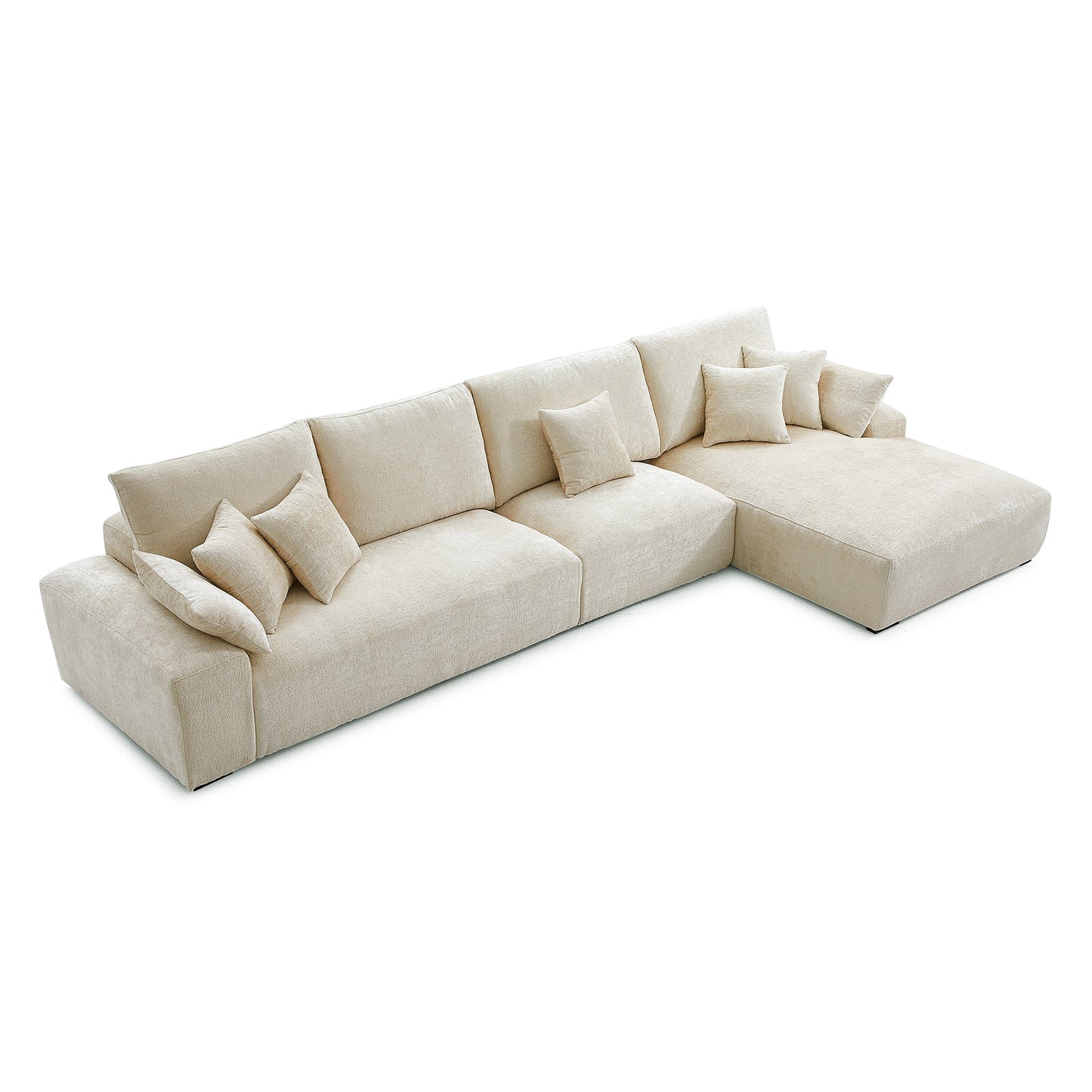 The Empress Beige Sectional-Beige-150.8"-Facing Right