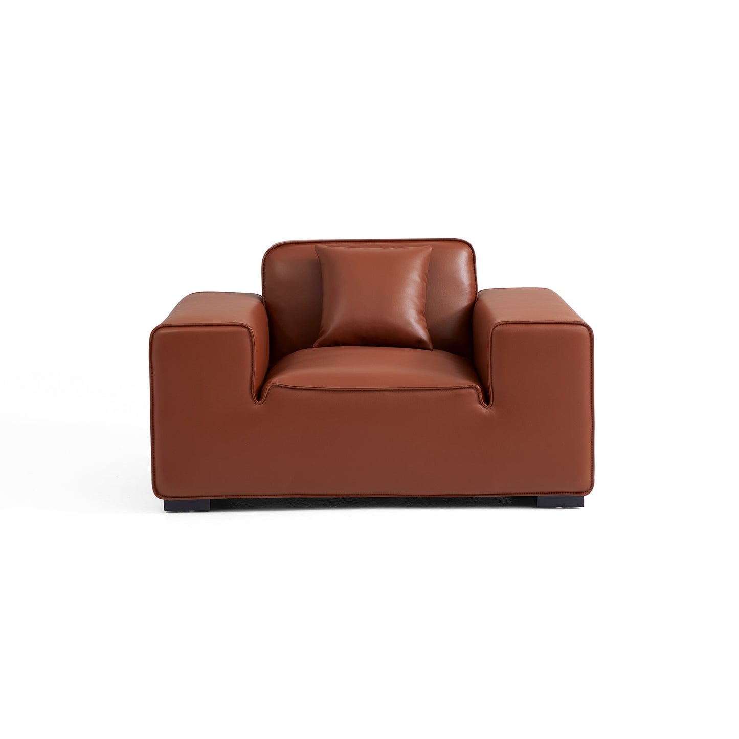 Domus Modular Black Leather Sofa Set-Brown