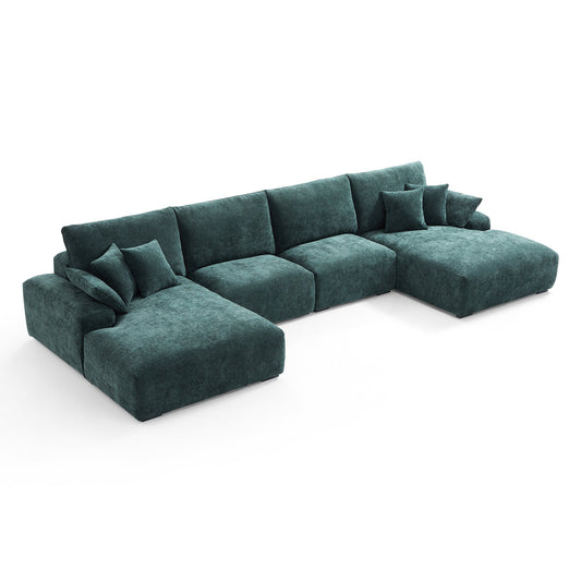 The Empress Green U Shaped Sectional-hidden