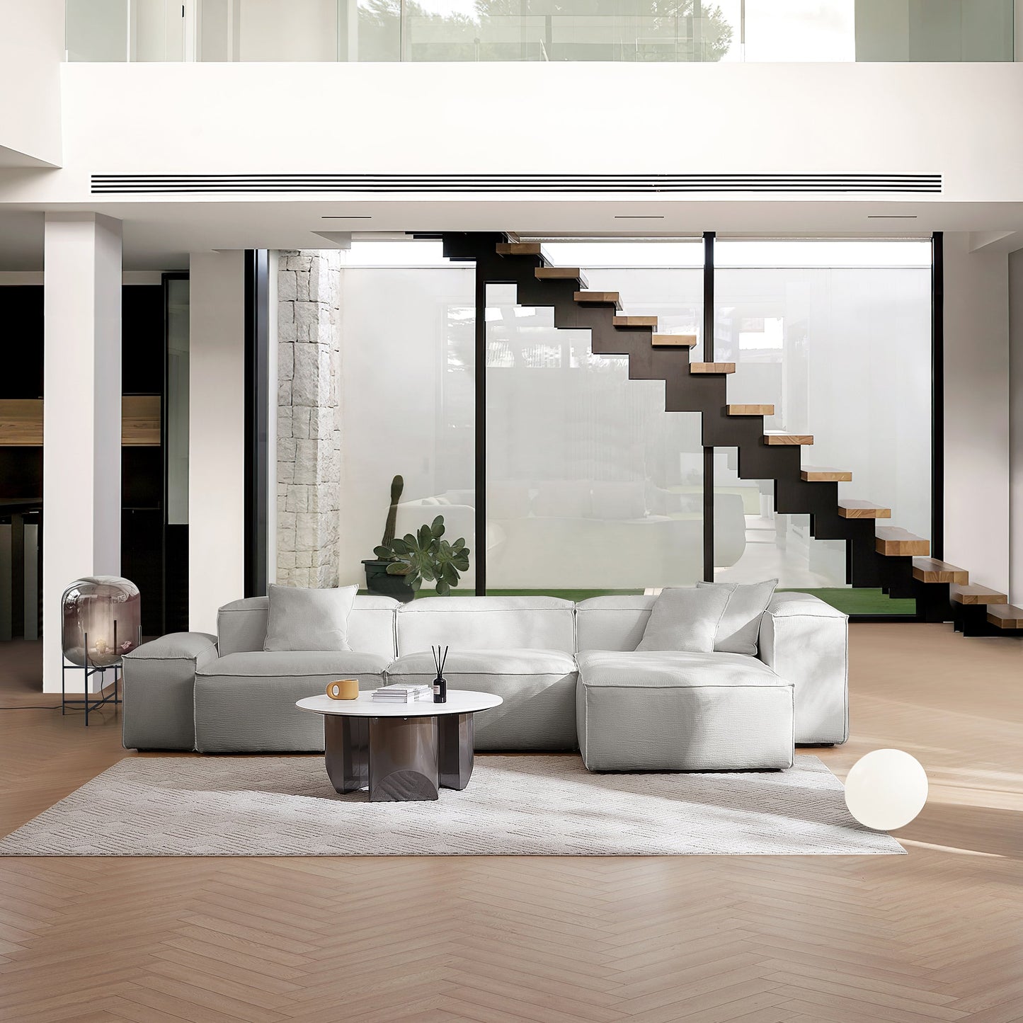 Freedom Modular White Sectional Sofa-Gray