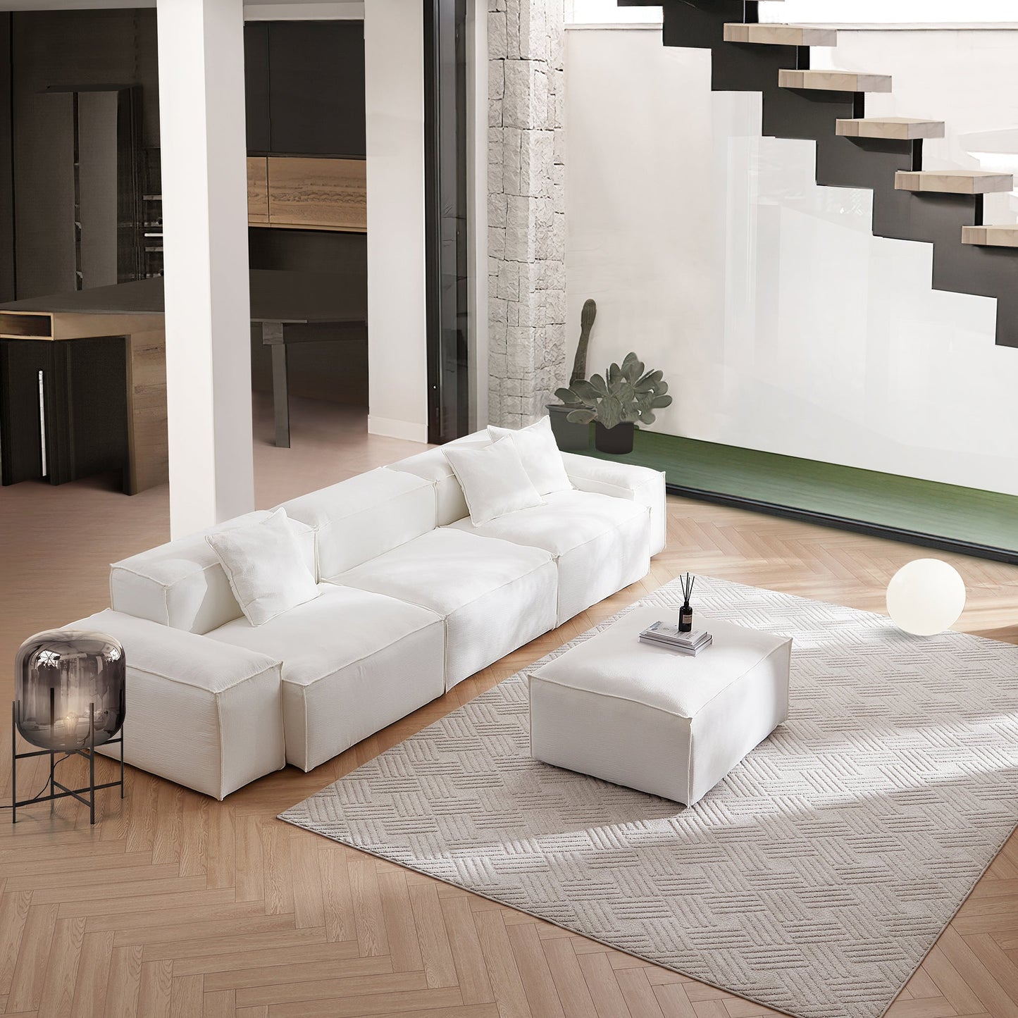 Freedom Modular White Sofa-White