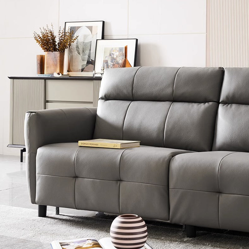 Lattice Charcoal Gray Leathaire Modular Recliner Sofa-Light Gray